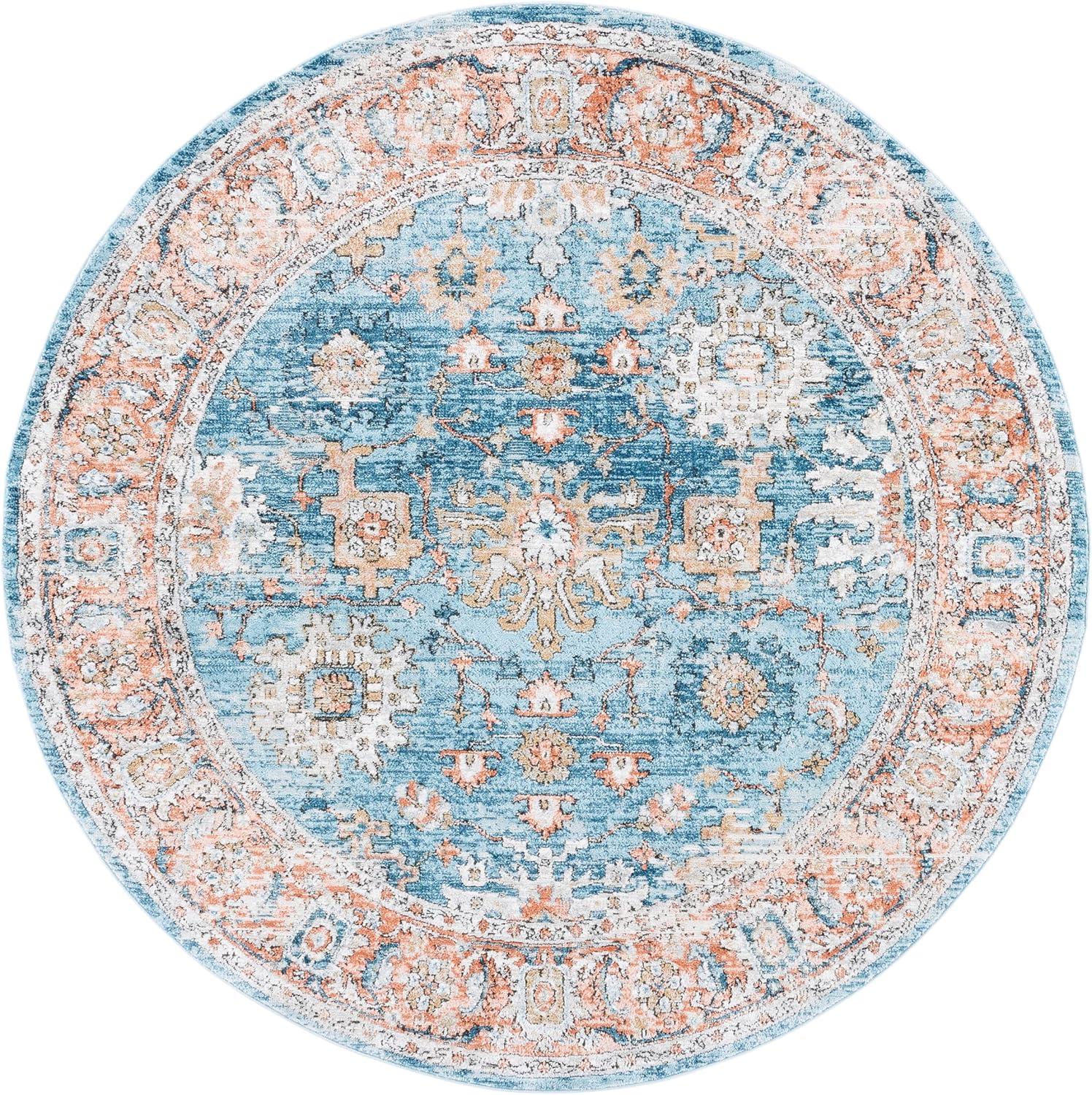 Shivan SHV797 Power Loomed Area Rug - Grey/Blue - 6'7" round - Safavieh.