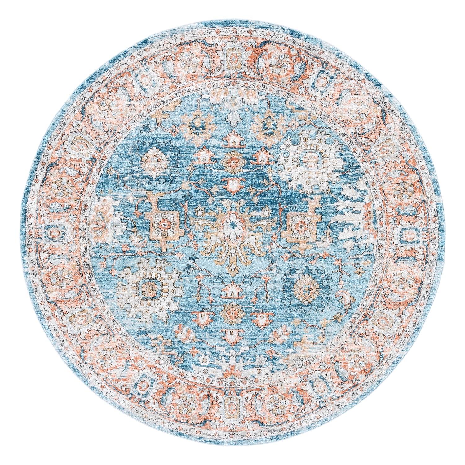 Shivan SHV797 Power Loomed Area Rug - Grey/Blue - 6'7" round - Safavieh.