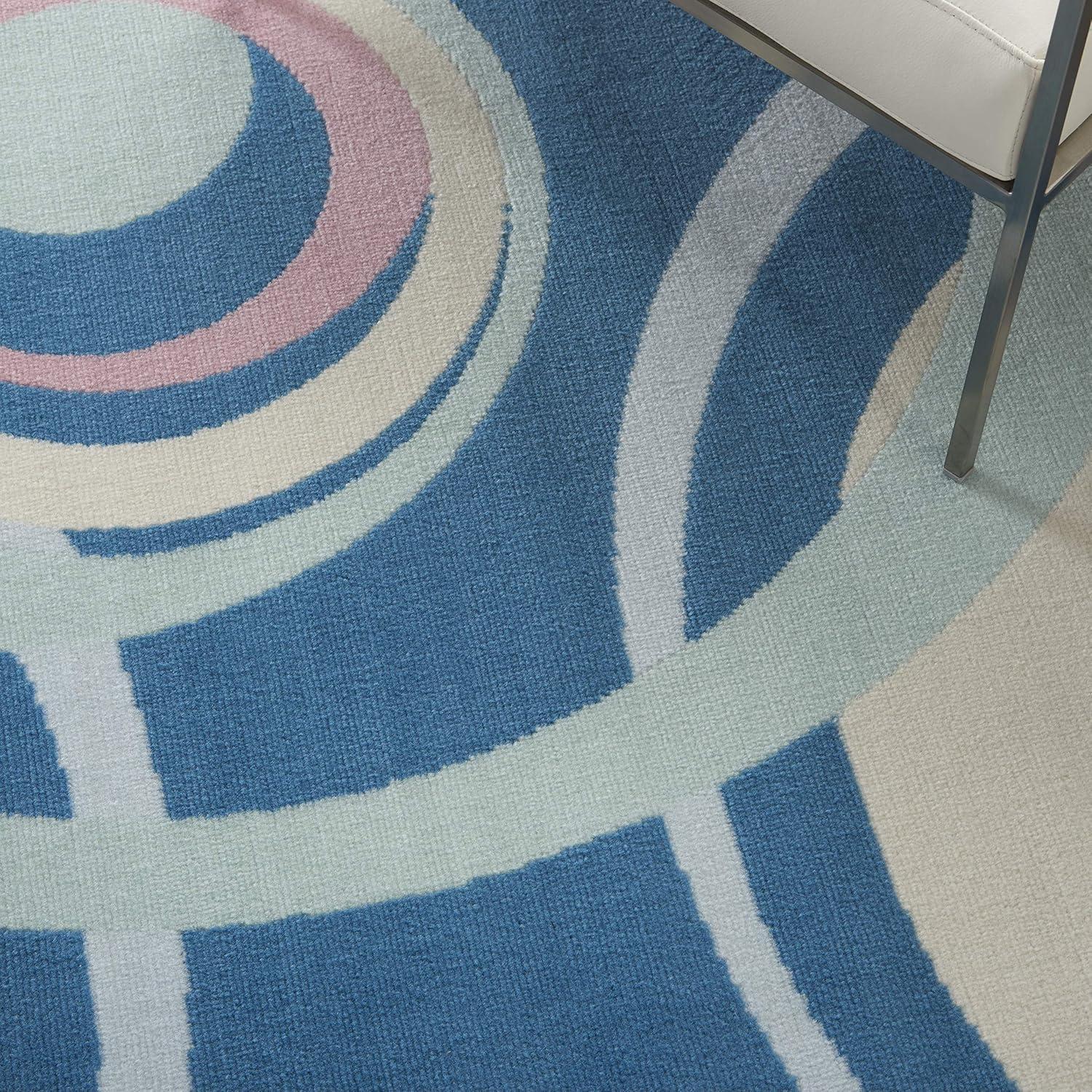 Nourison Grafix 6'X9' (6' x 9') Blue Multi Colored Area Rug Retro Contemporary Geometric by Nourison
