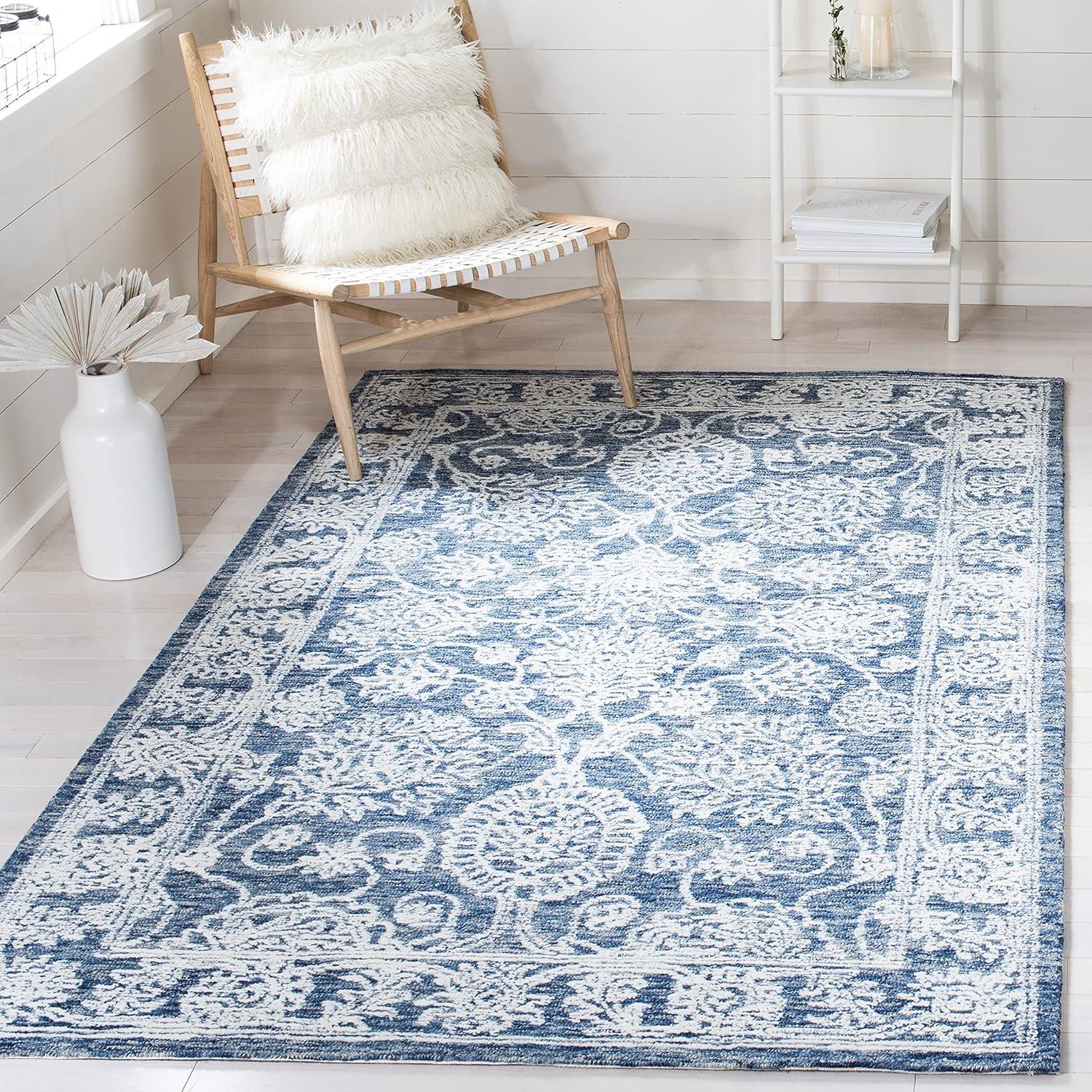Metro MET806 Hand Tufted Indoor Area Rug - Natural/Blue - 5'x8' - Safavieh