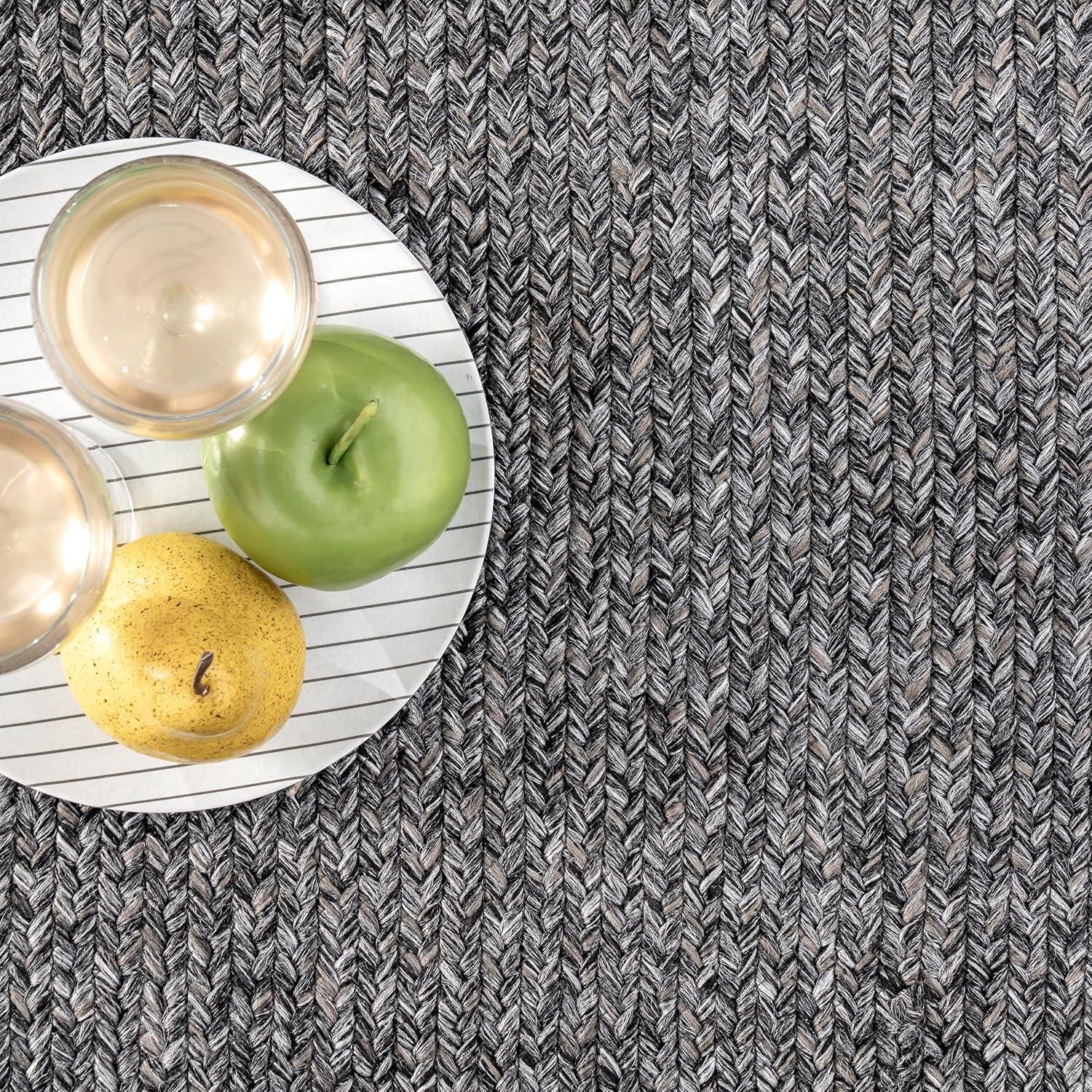 nuLOOM Wynn Braided Indoor/Outdoor Area Rug, Oval 4' x 6', Charcoal
