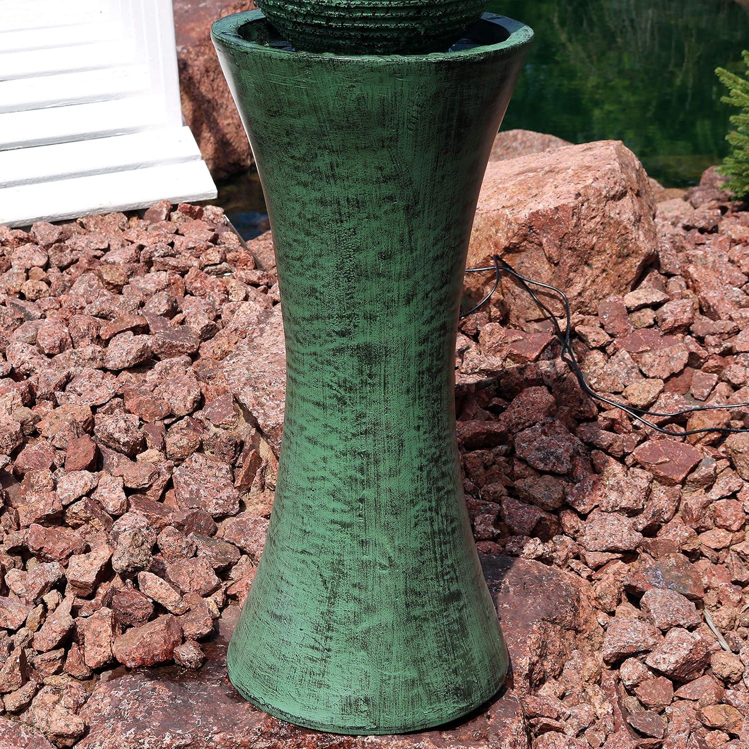 Sunnydaze Outdoor Polyresin Desert Spring Solar Powered Water Fountain with Battery Backup, Submersible Pump, and Panel - 30"