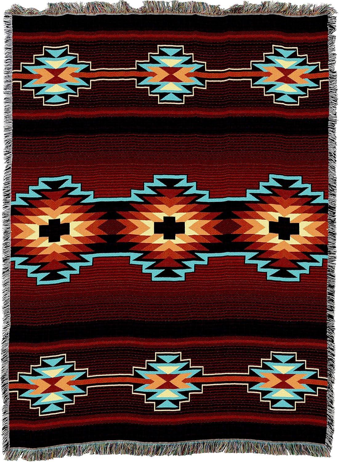 Southwest Native American Inspired Cotton Tapestry Throw Blanket