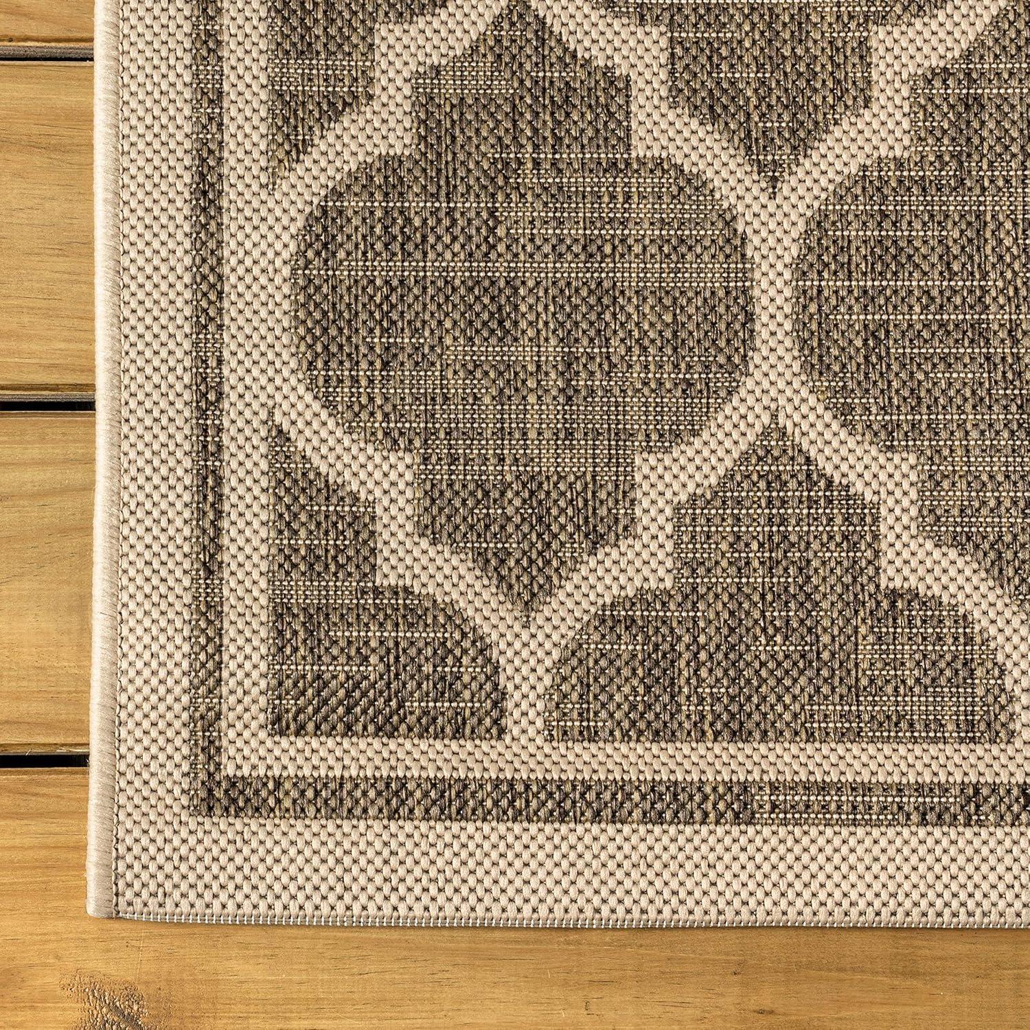 8'x10' Trebol Moroccan Trellis Textured Weave Indoor/Outdoor Area Rug, Brown/Beige - JONATHAN Y