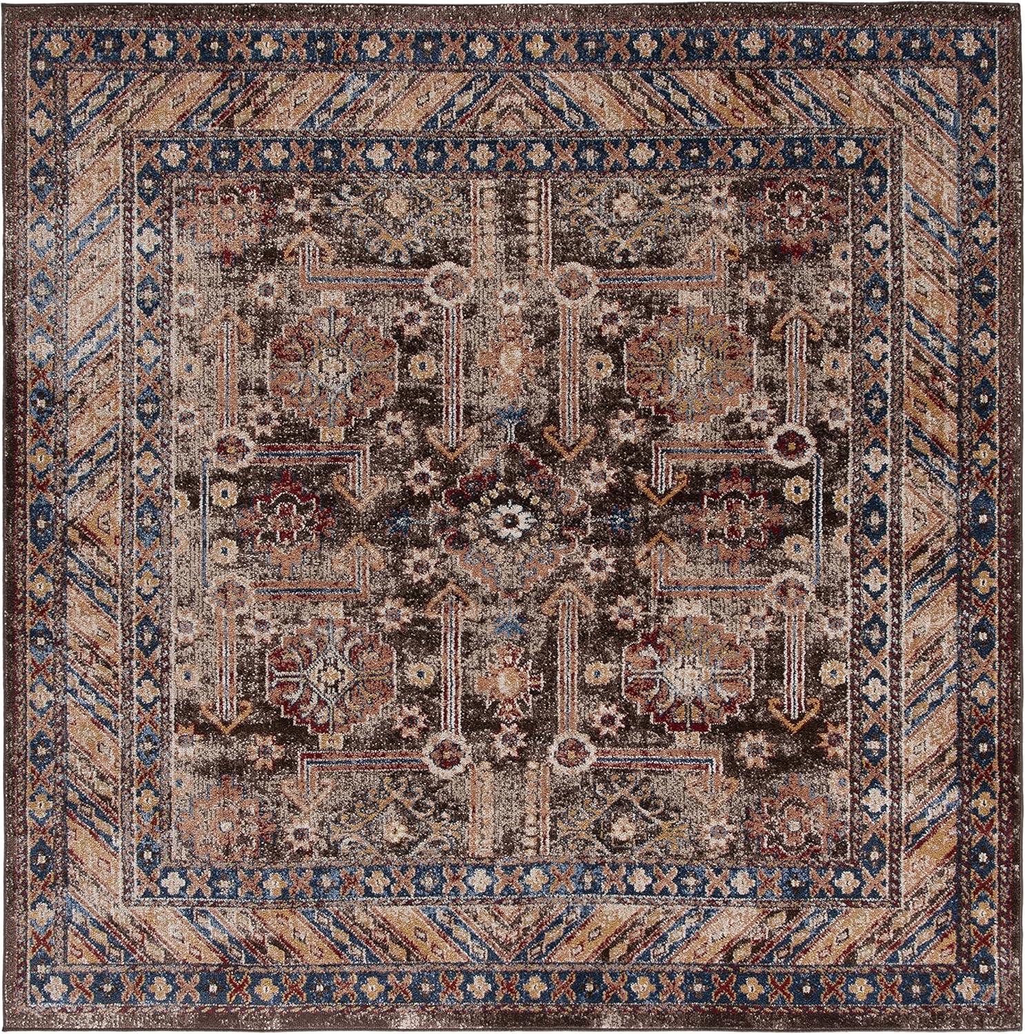 Safavieh Bijar Collection Traditional Oriental Vintage Runner Rug-Color:Royal/Ivory,Shape:Square,Size:6'-7" X 6'-7"