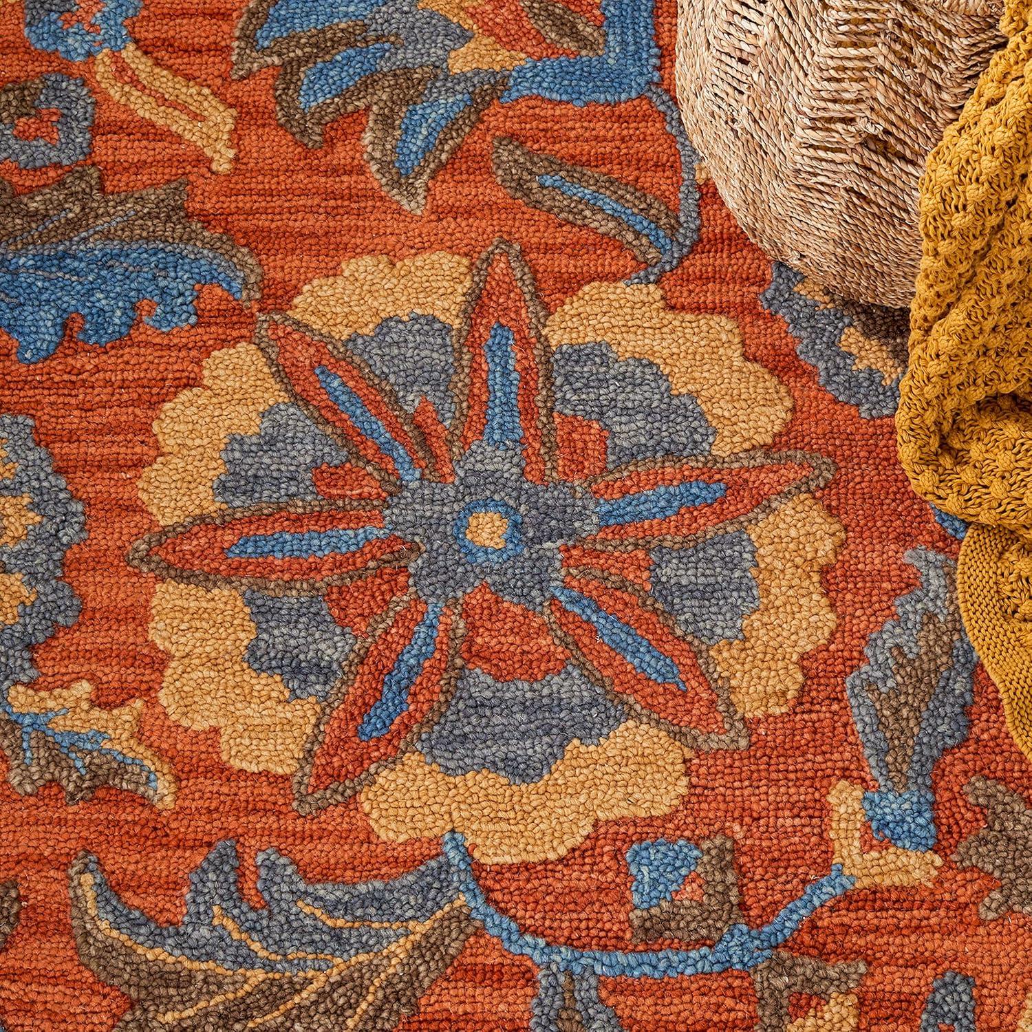 Blossom BLM175 Hand Tufted Area Rug - Rust/Blue - 5'x8' - Safavieh..
