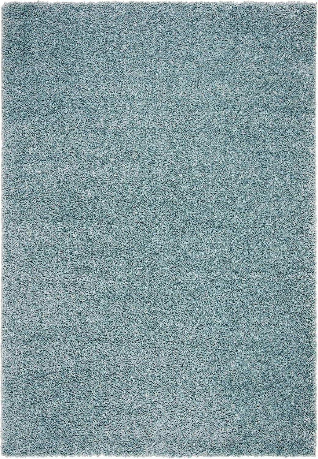 SAFAVIEH August Carlene Solid Plush Shag Area Rug, Aqua, 10' x 14'