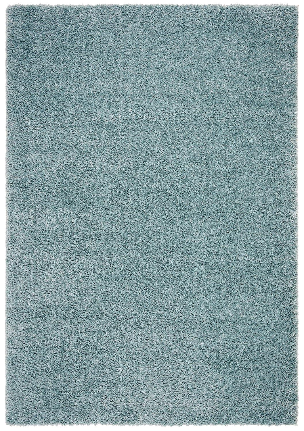 SAFAVIEH August Carlene Solid Plush Shag Area Rug, Aqua, 10' x 14'