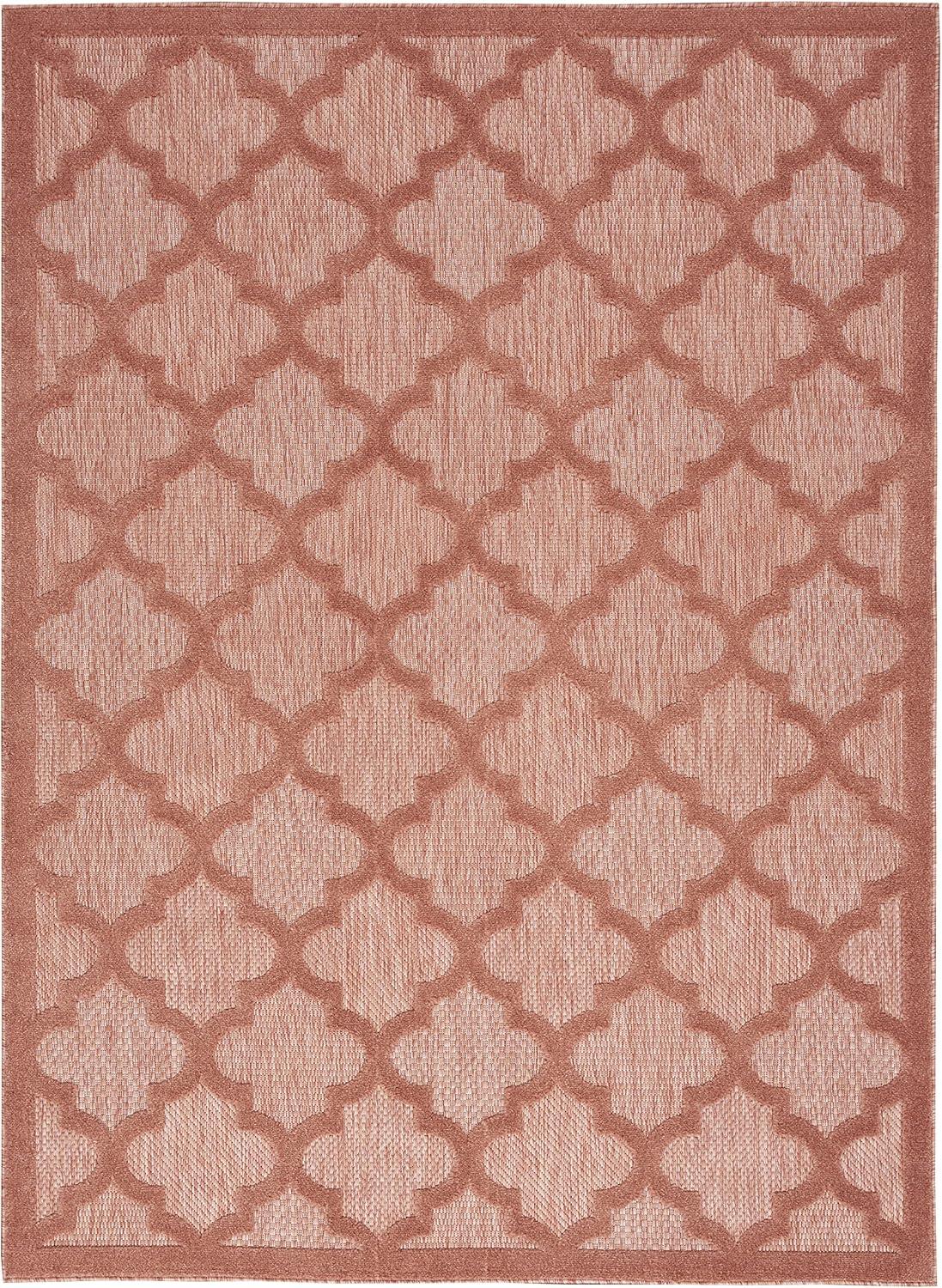 Coral Charm 6' x 9' Trellis Pattern Easy-Care Outdoor Rug