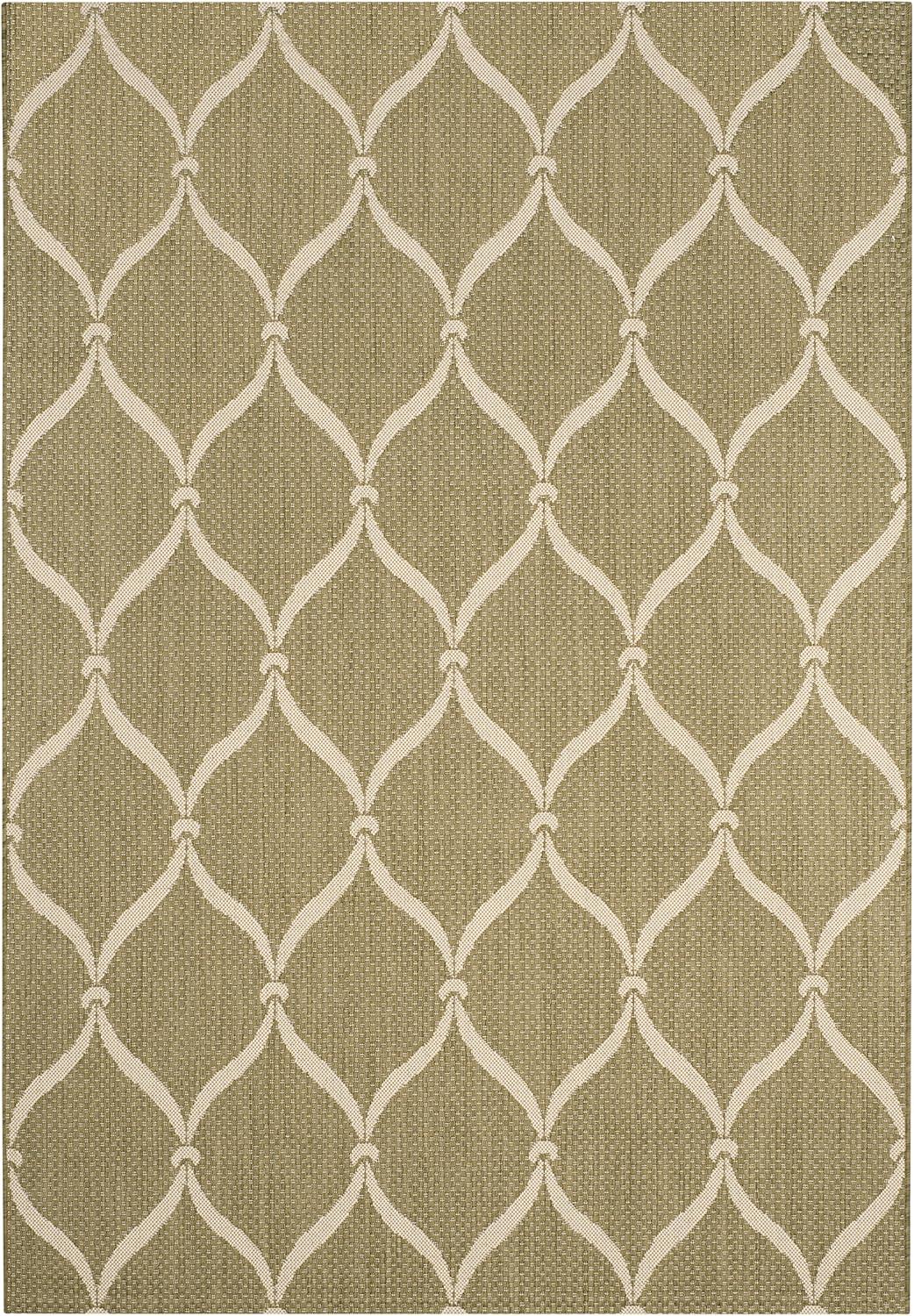 Courtyard CY6654 Power Loomed Indoor and Outdoor Area Rug - Green/Beige - 6'7"x9'6" - Safavieh