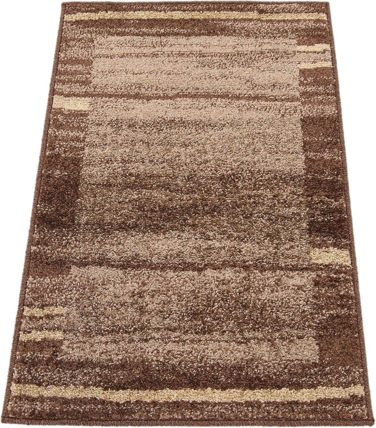 Modern Abstract Brown & Beige Indoor Area Rug - 2' x 3'