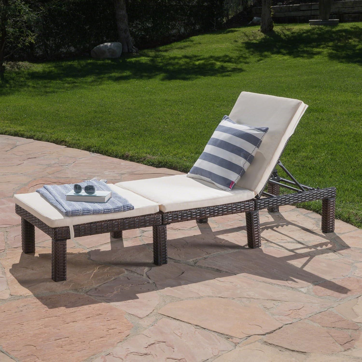 Jamaica Wicker Patio Chaise Lounge with Cushion  - Christopher Knight Home