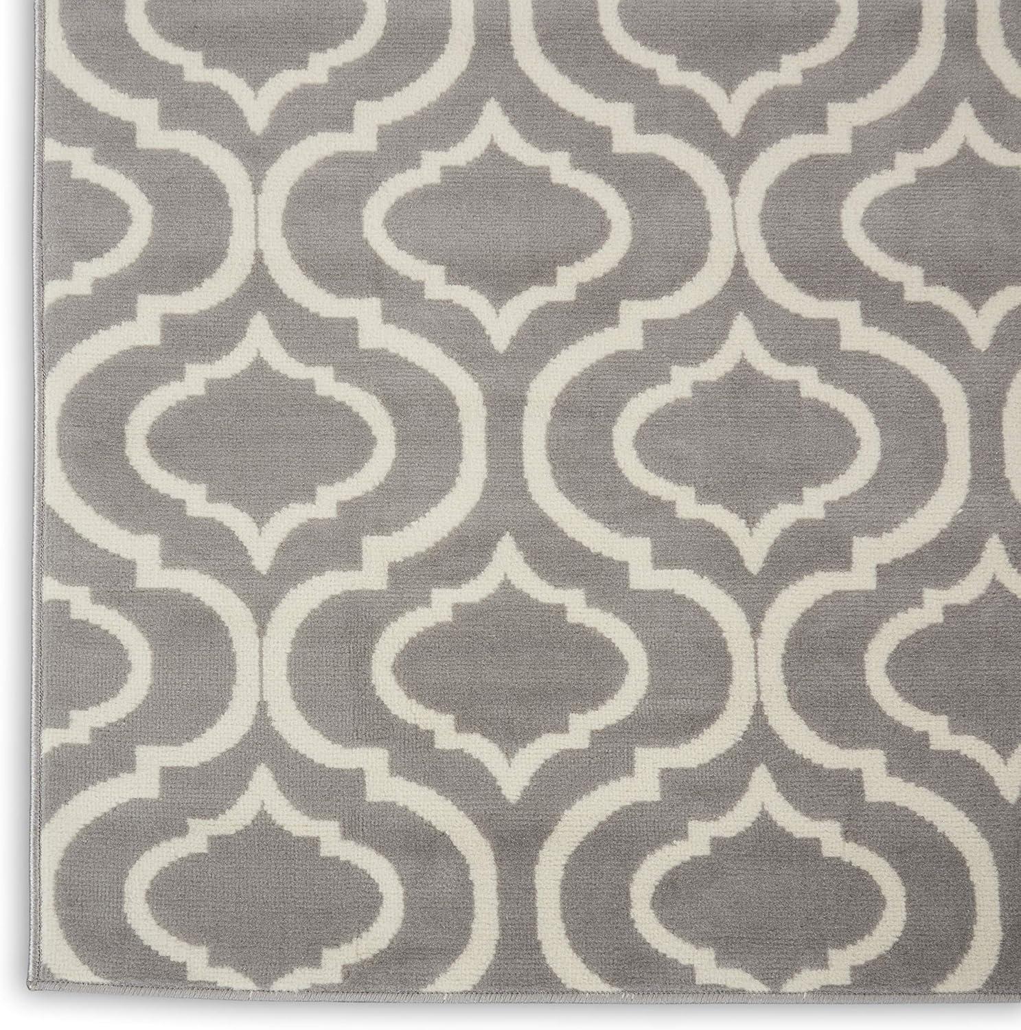 Nourison Jubilant 7 x 10 (ft) Loomed Polypropylene Grey Rectangular Indoor Abstract Area rug