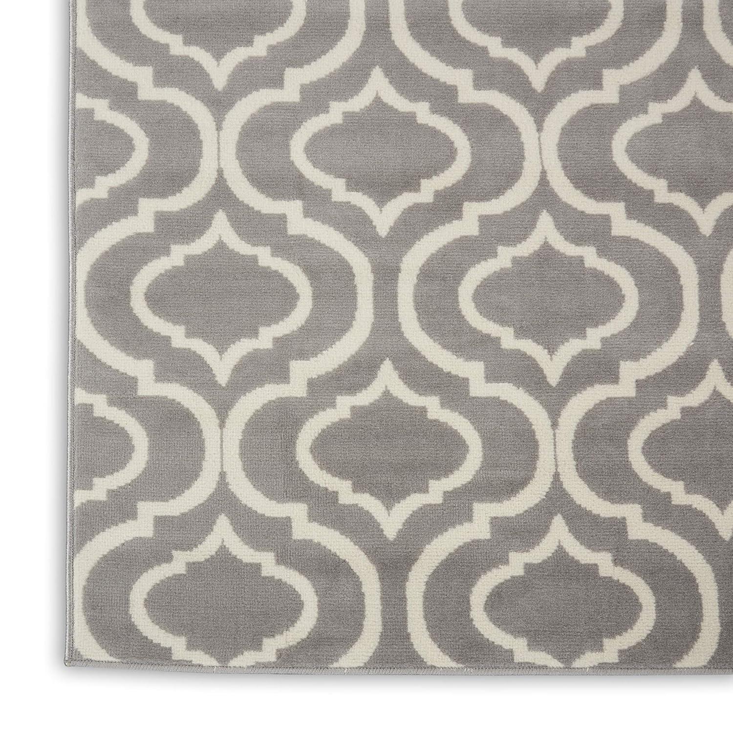 Nourison Jubilant 7 x 10 (ft) Loomed Polypropylene Grey Rectangular Indoor Abstract Area rug
