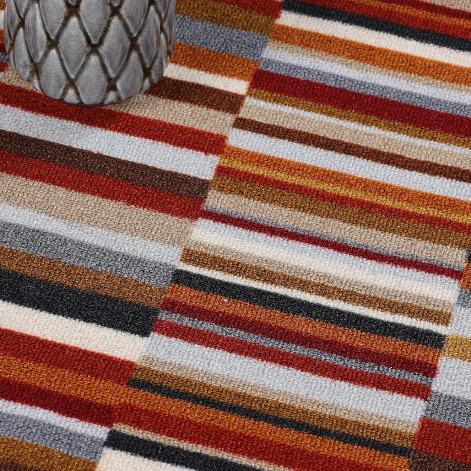 Modern Striped Gray Synthetic 2' x 3' Washable Area Rug