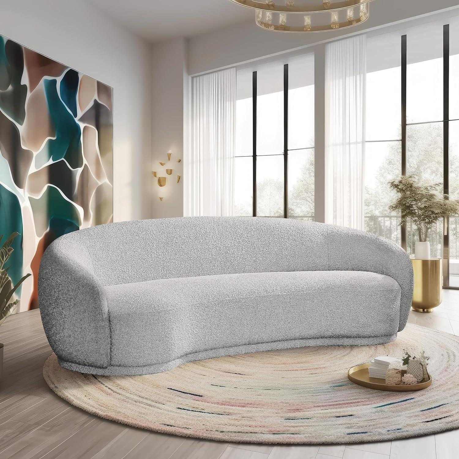 Meridian Furniture Hyde Grey Boucle Fabric Sofa