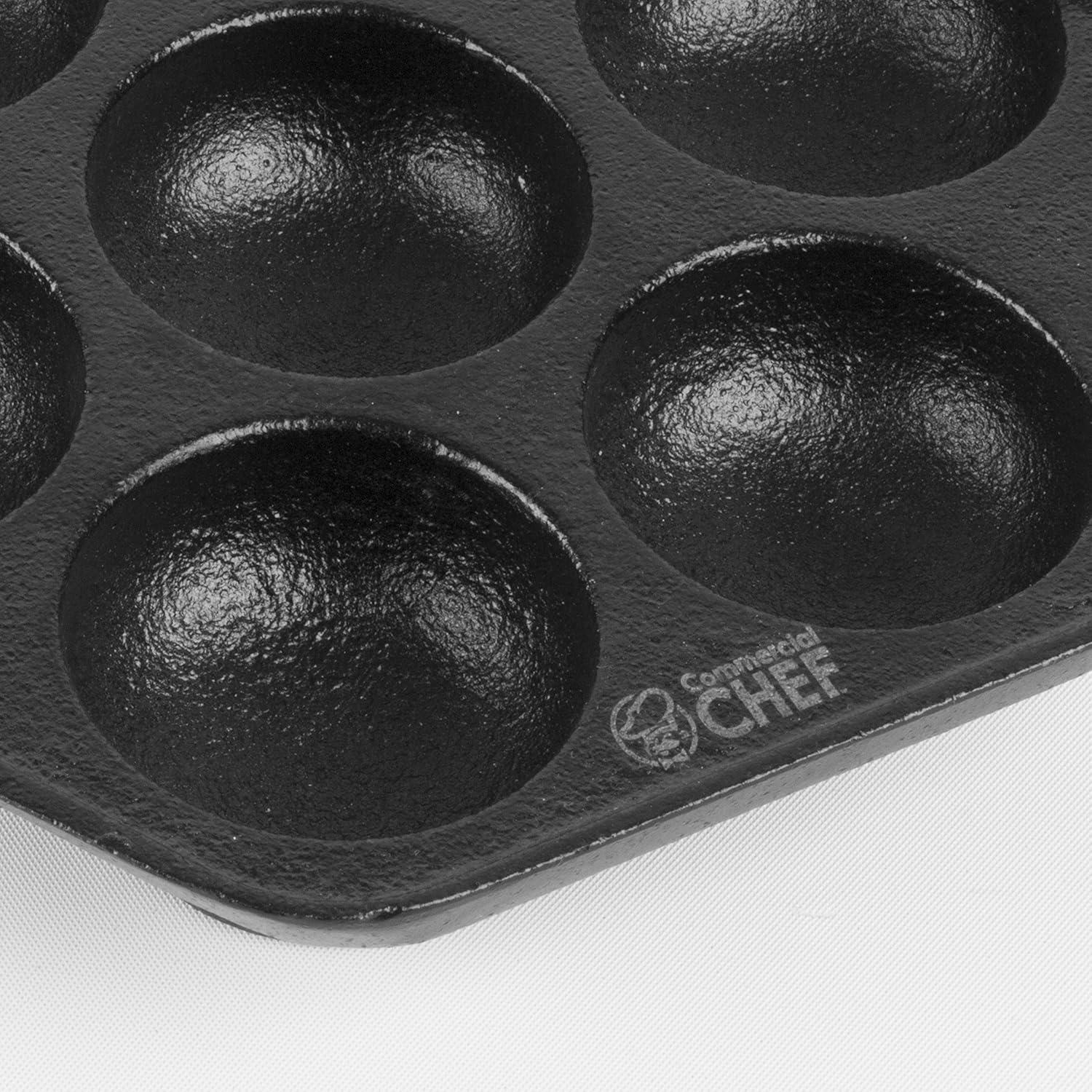 Commercial Chef Cast Iron Danish Aebleskiver Pan, Makes 7 Pancake Balls