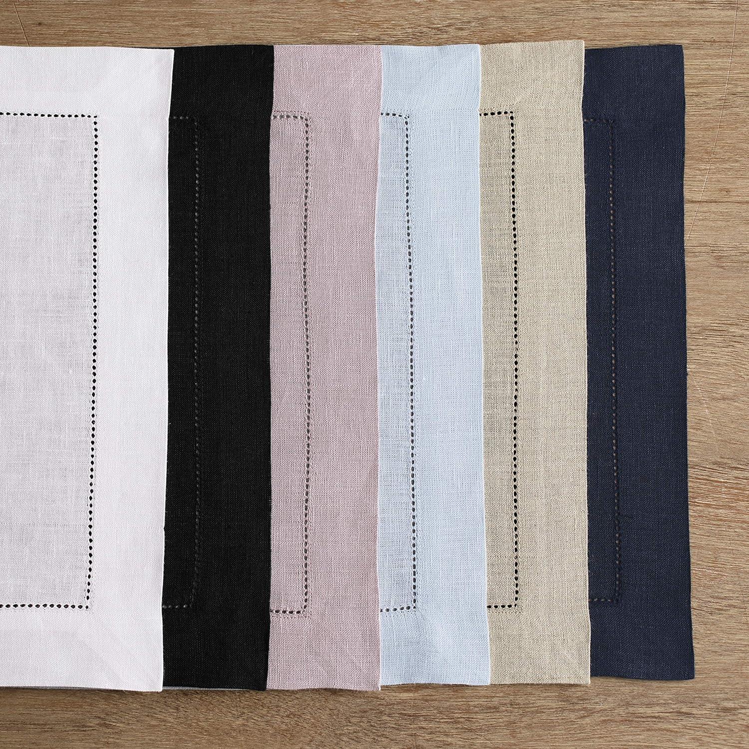 Solino Home 100% Pure Linen Hemstitch Placemats - Classic Hemstitch (Set of 4)