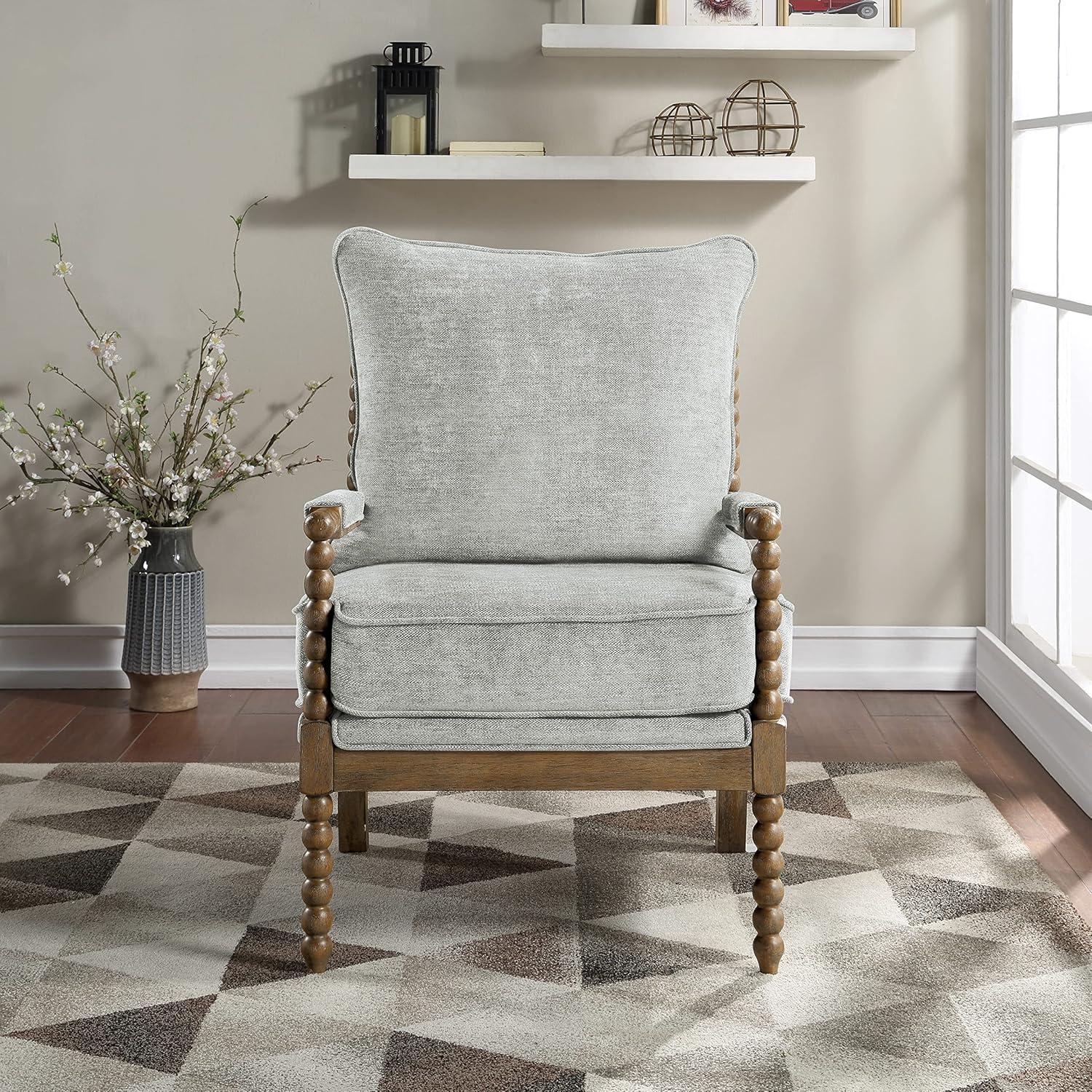 Fletcher Smoke Gray Spindle Accent Chair with Wood Frame