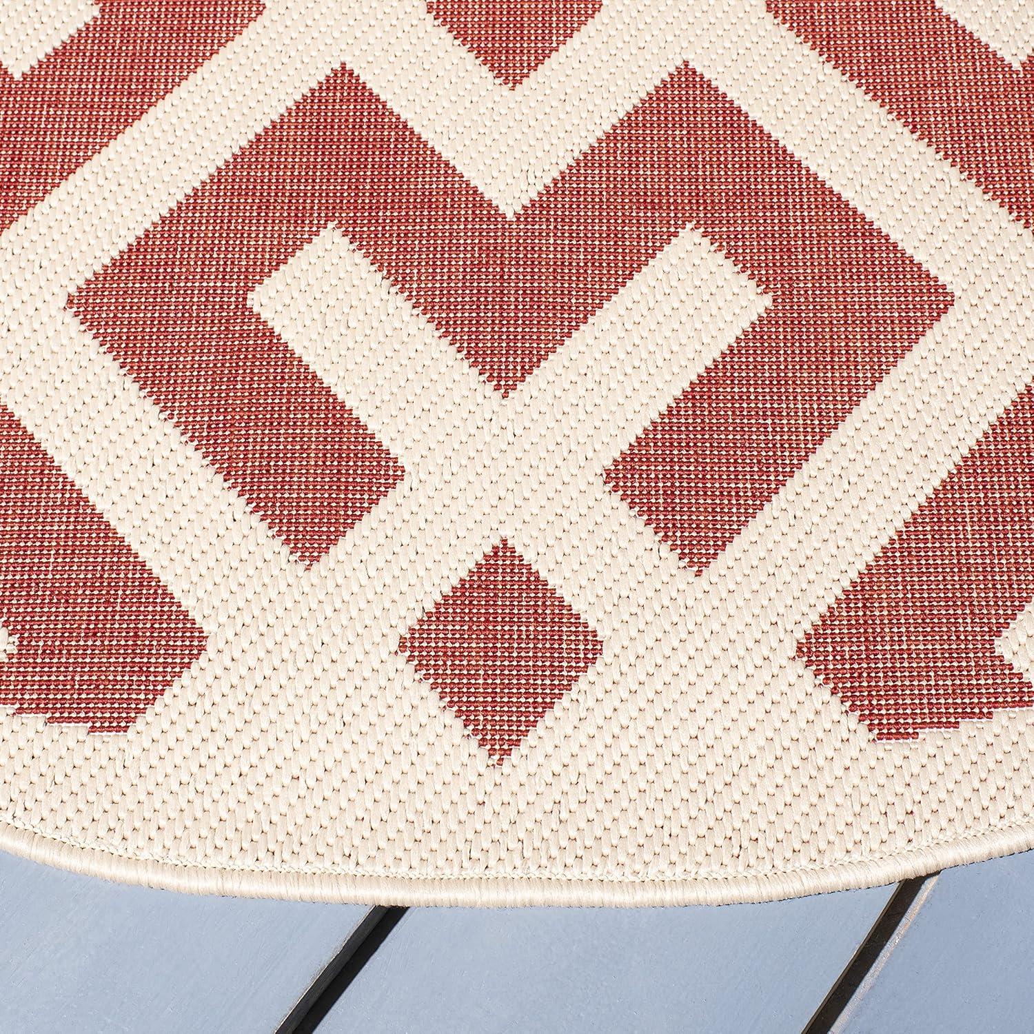 Courtyard CY6915 Power Loomed Indoor and Outdoor Area Rug - Red/Bone - 9'x12' - Safavieh