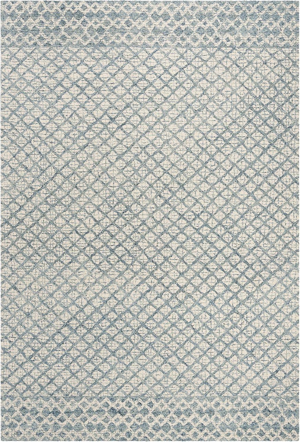 SAFAVIEH Abstract Ryder Abstract Wool Area Rug, Blue/Ivory, 9' x 12'