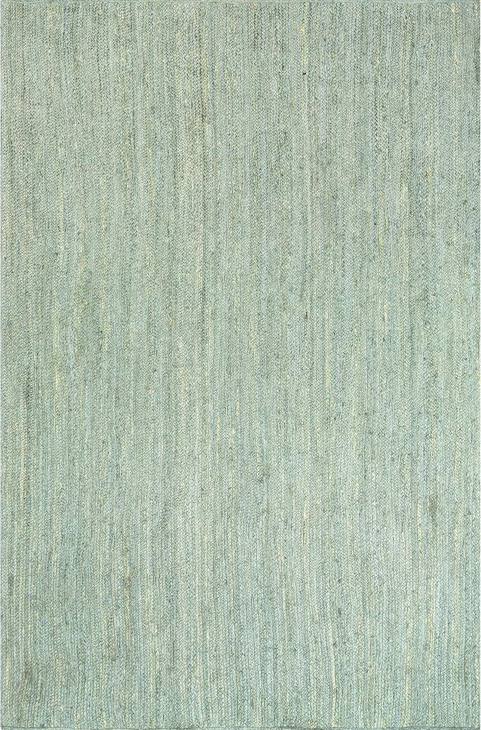 Nuloom 6x9 Rigo Jute Hand Woven Area Rug, Green, Solid Farmhouse Design, Natural Fiber Bedroom, Living Room, Kitchen