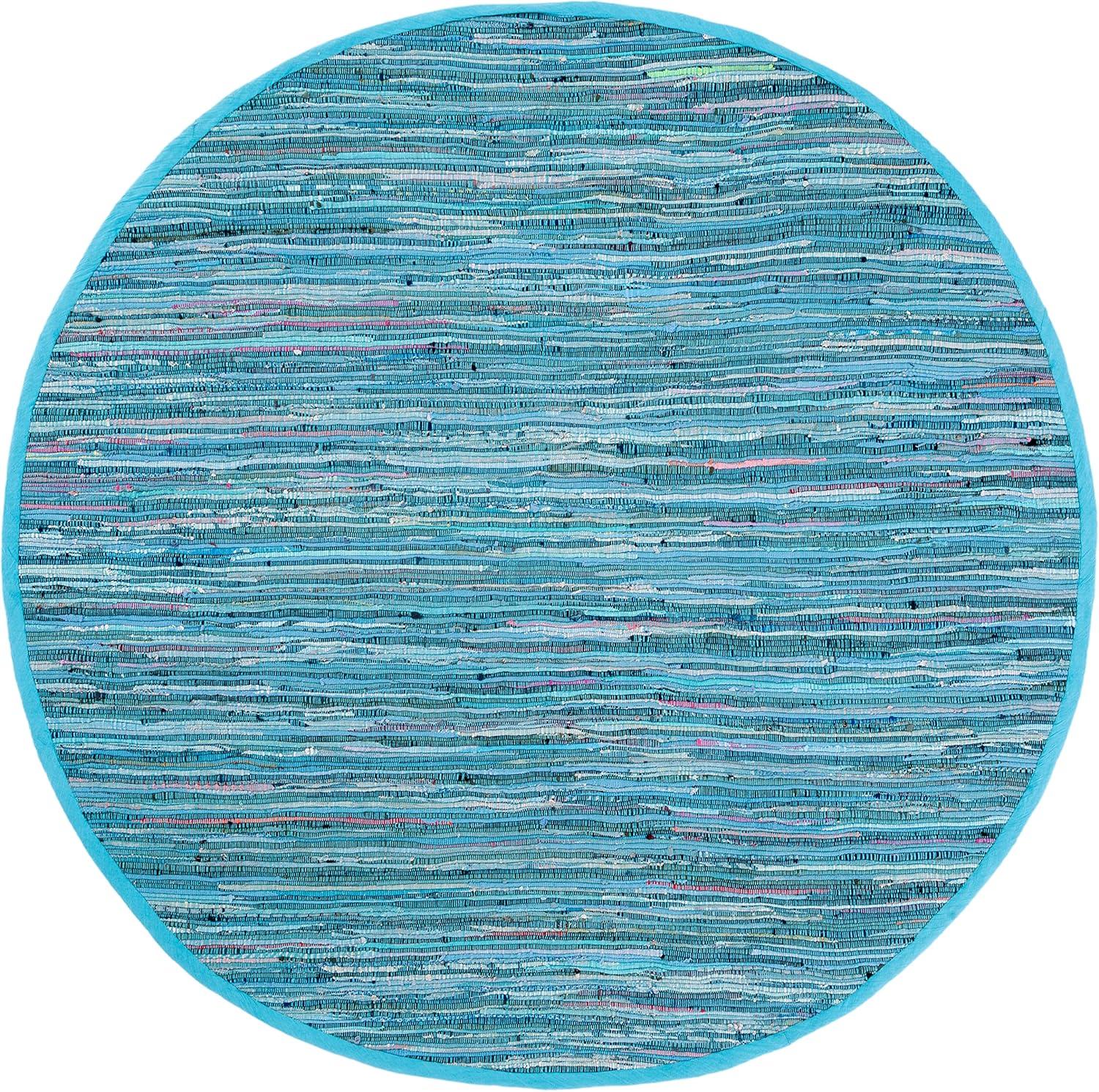 Rag Rug RAR121 Hand Woven Indoor Area Rug - Blue/Multi - 4' round - Safavieh.