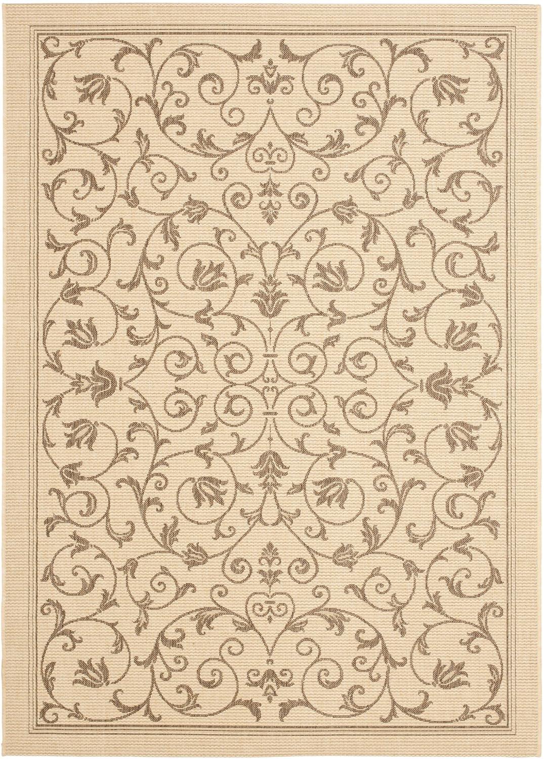Courtyard CY2098 UV & Stain Resistant Non-Shedding Power Loomed Indoor/Outdoor Accent Rug - Natural/Brown - 2'7"x5' - Safavieh