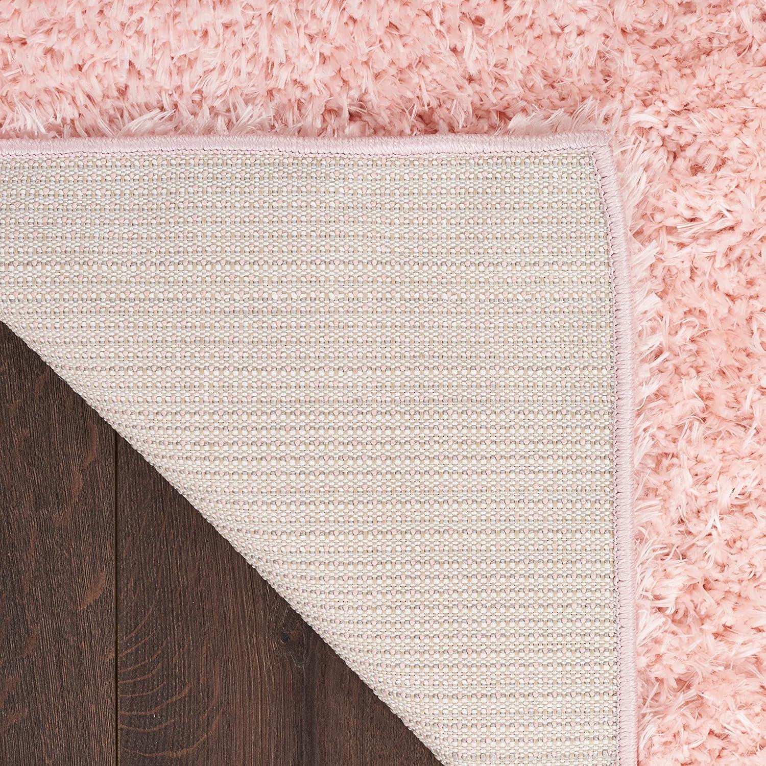 Blush Rectangular Synthetic Shag Area Rug 5'3" x 7'3"