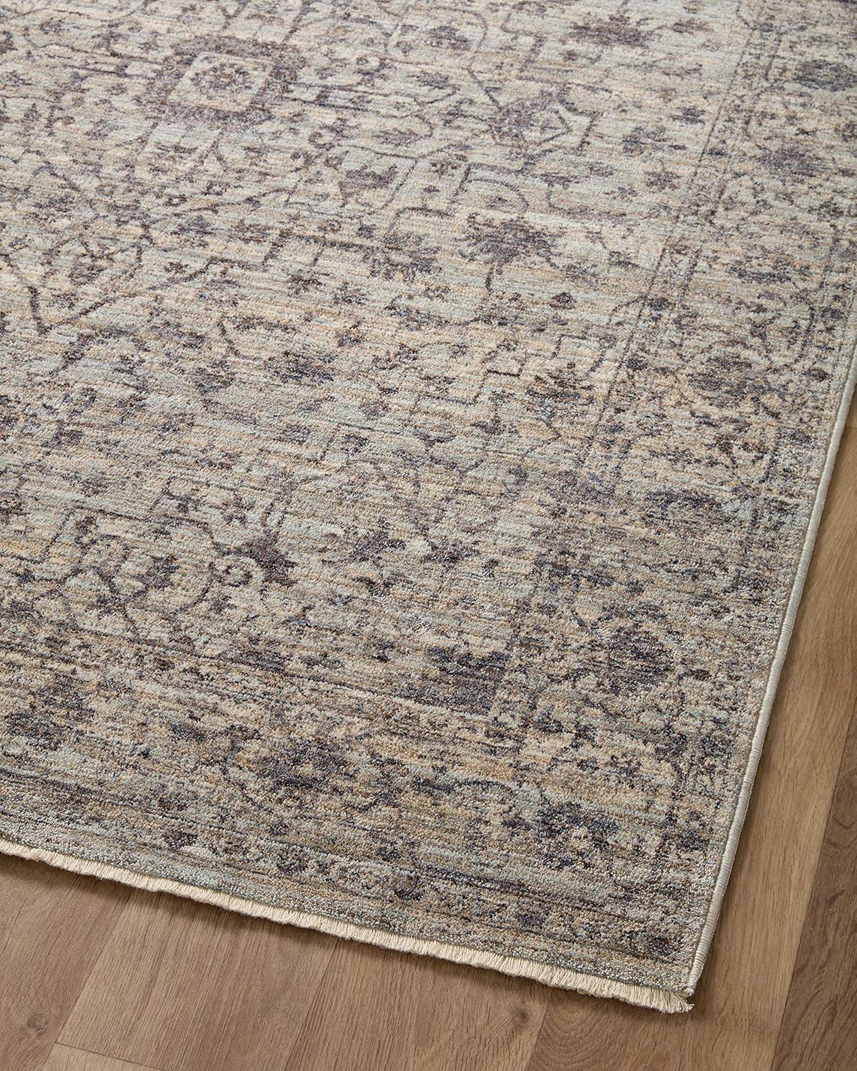 Sorrento Oriental Machine Made Power Loom Polyester Area Rug in Mist/Charcoal