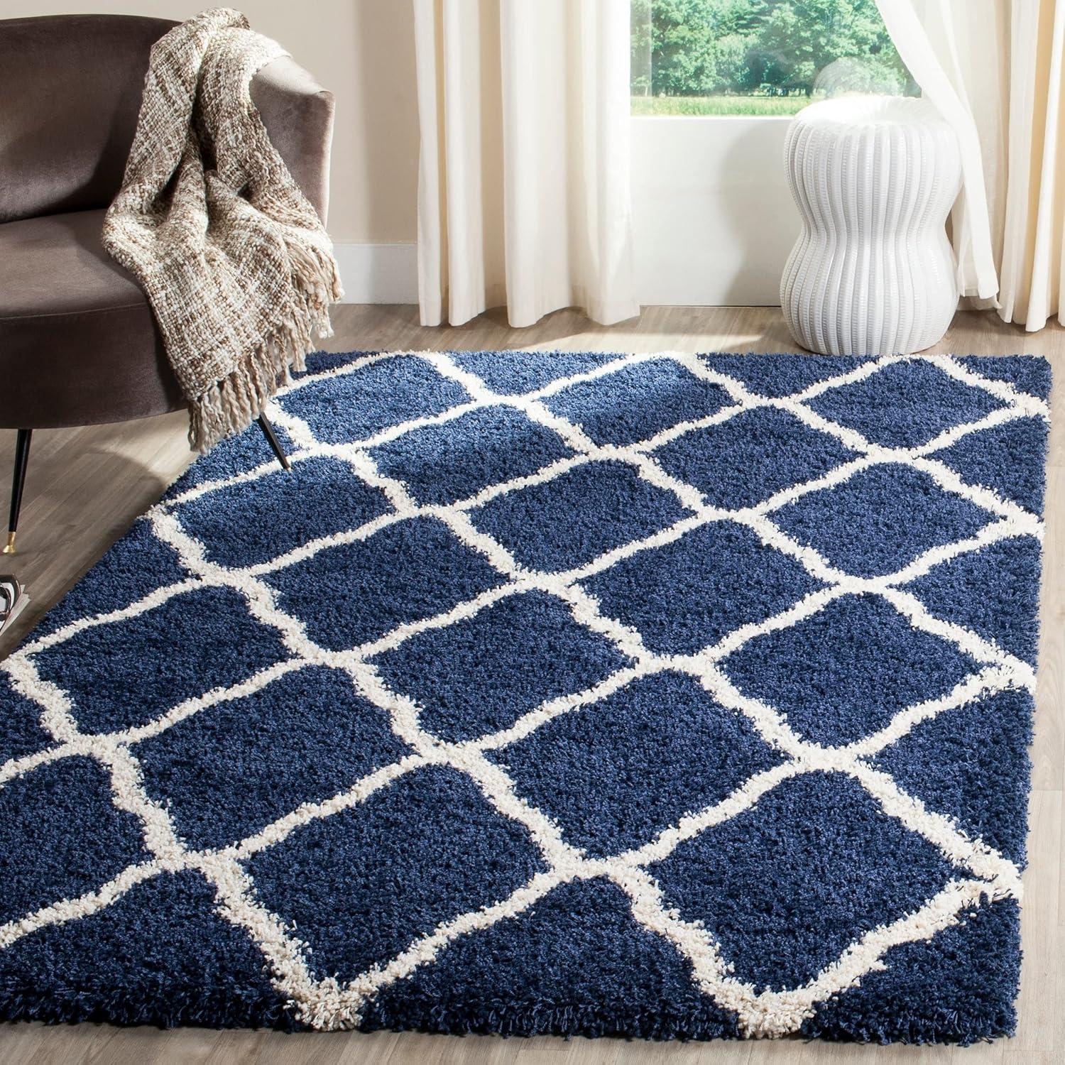 Hudson Shag SGH280 Power Loomed Indoor Area Rug - Navy/Ivory - 11'x15' - Safavieh.