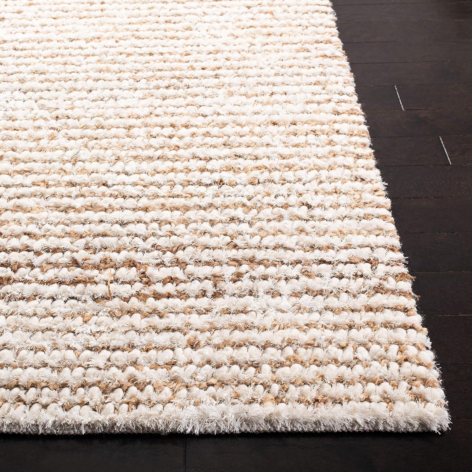 Classic Shag SG640 Hand Woven Area Rug - White/Beige - 4'x6' - Safavieh.