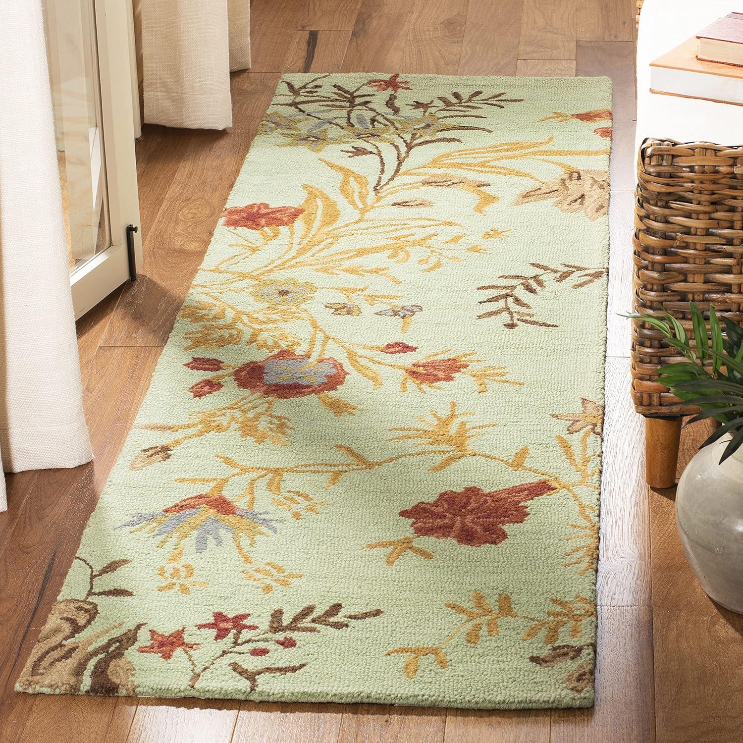 SAFAVIEH Blossom Kelly Floral Flower Wool Area Rug, Light Green/Multi, 8' x 10'