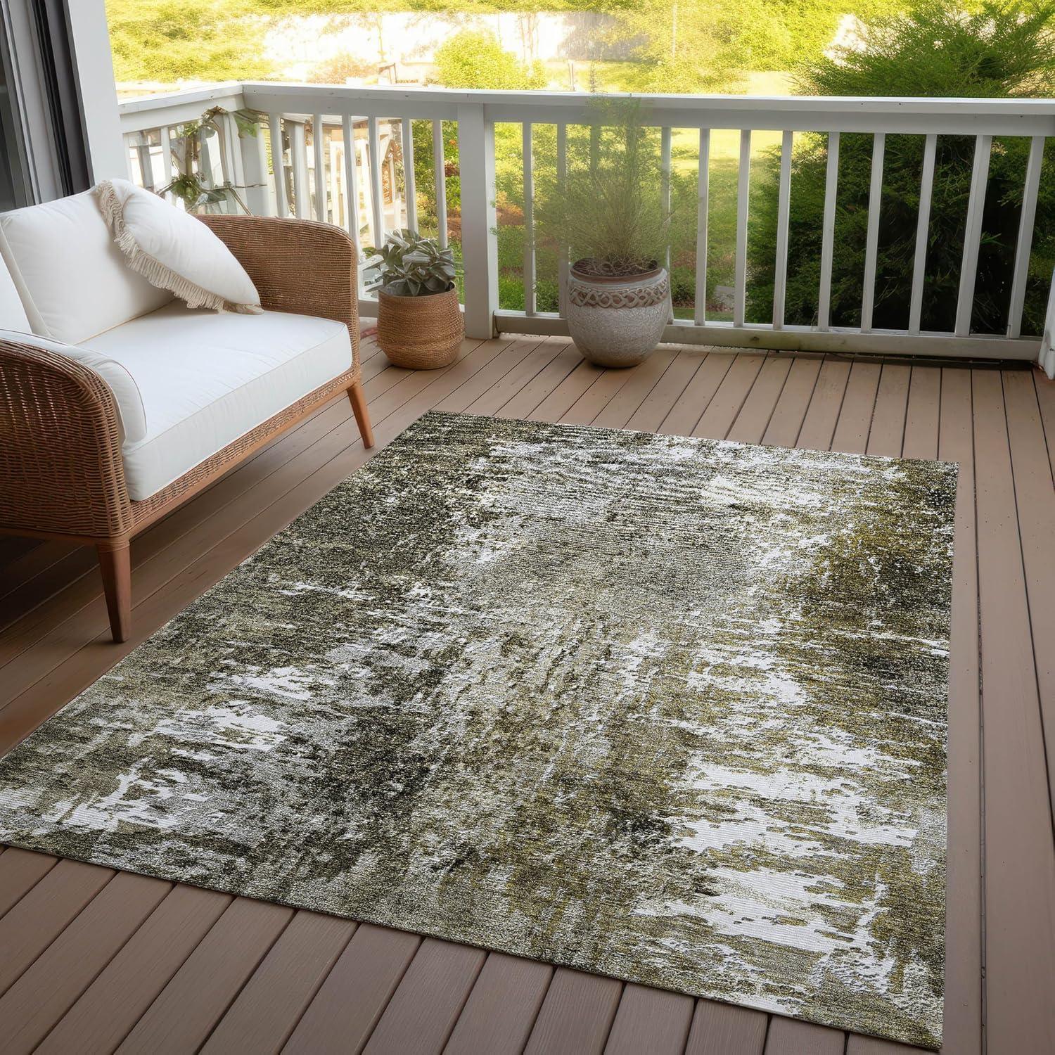 Taupe Synthetic Flat Woven Washable 5' x 7' Area Rug