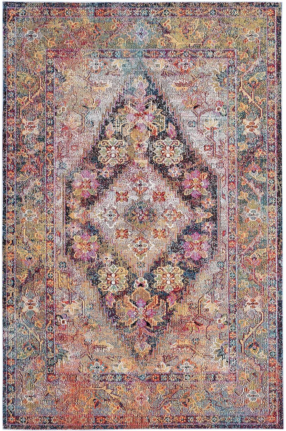 Crystal CRS507 Power Loomed Area Rug - Light Blue/Orange - 5'x8' - Safavieh.