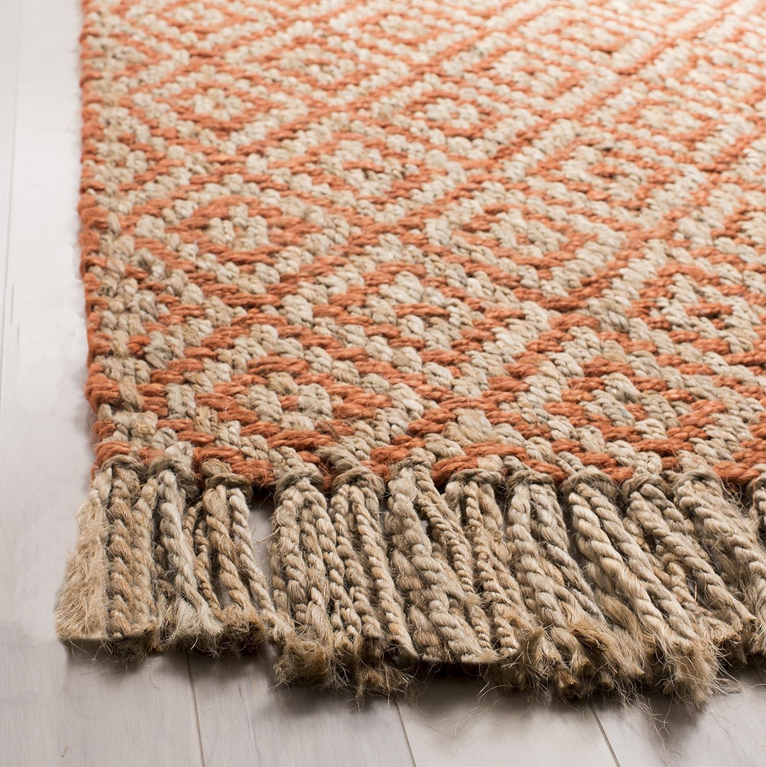 Natural Fiber NF266 Hand Woven Indoor Area Rug - Orange/Natural - 4'x6' - Safavieh.