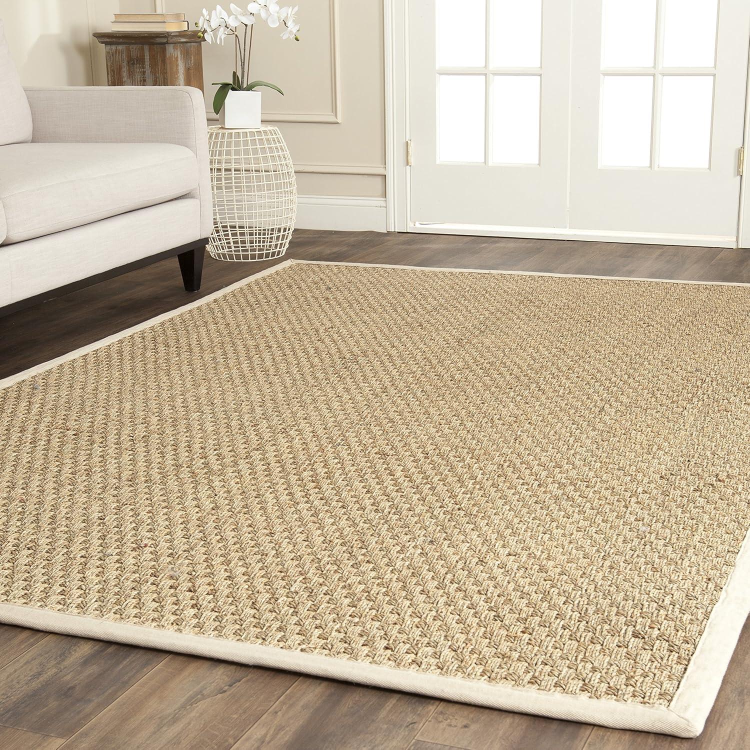 SAFAVIEH Natural Fiber Arbor Bordered Area Rug, Natural/Ivory, 11' x 11' Square