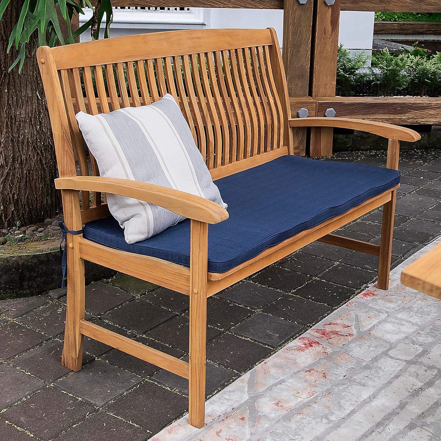 Cambridge Casual 6pc Caterina Teak Wood Outdoor Dining Set with Beige Cushion: Weather-Resistant, 2" Umbrella Hole, Galvanized Steel Hardware