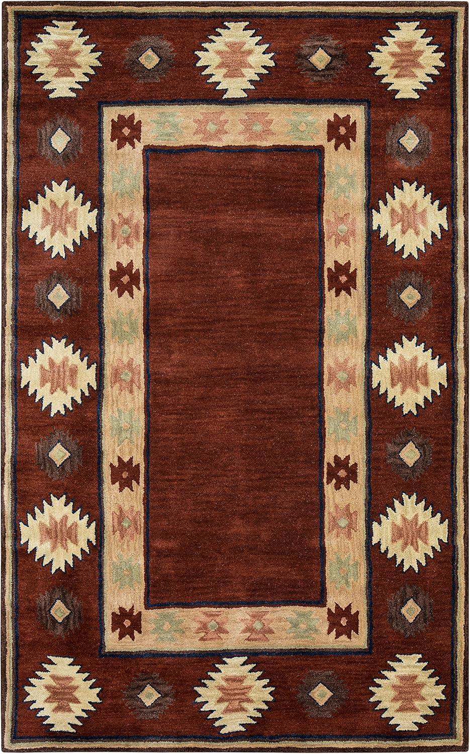Hand-Tufted Artistic Southwest Wool Round Rug in Rich Red