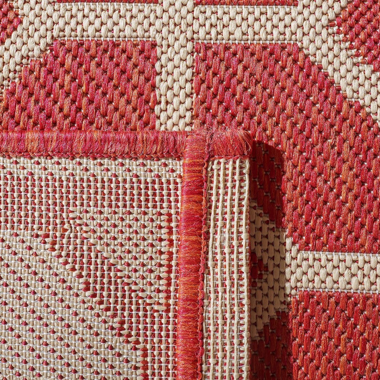 Beach House BHS127 POWER LOOMED Indoor/Outdoor Runner Rug - Red/Creme - 2'2"x6' - Safavieh