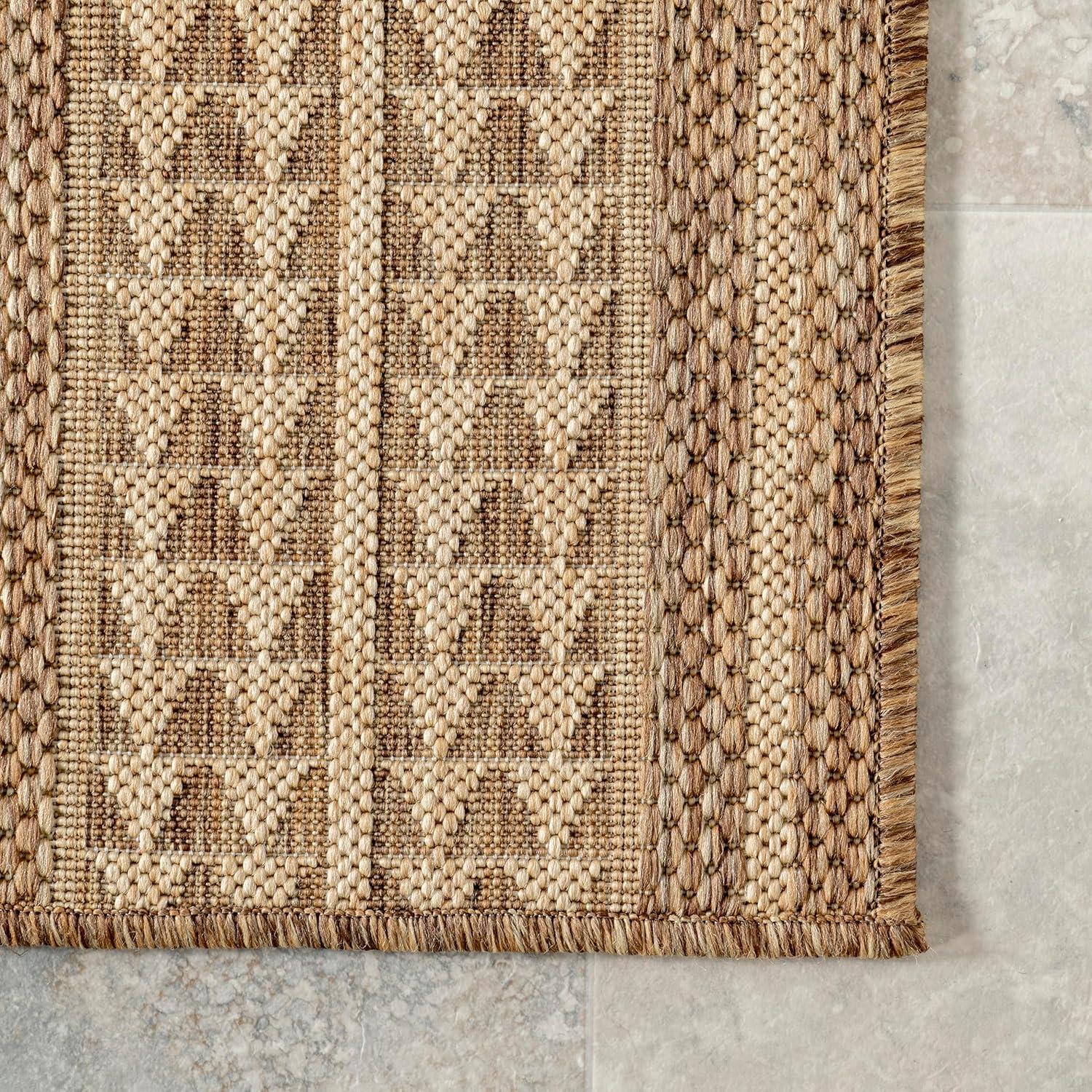 nuLOOM 10' x 12' Outdoor Geometric Area Rug, Stain Resistant, Weather Resistant, High Traffic, Patio, Balcony, Outside, Ranya Light Brown
