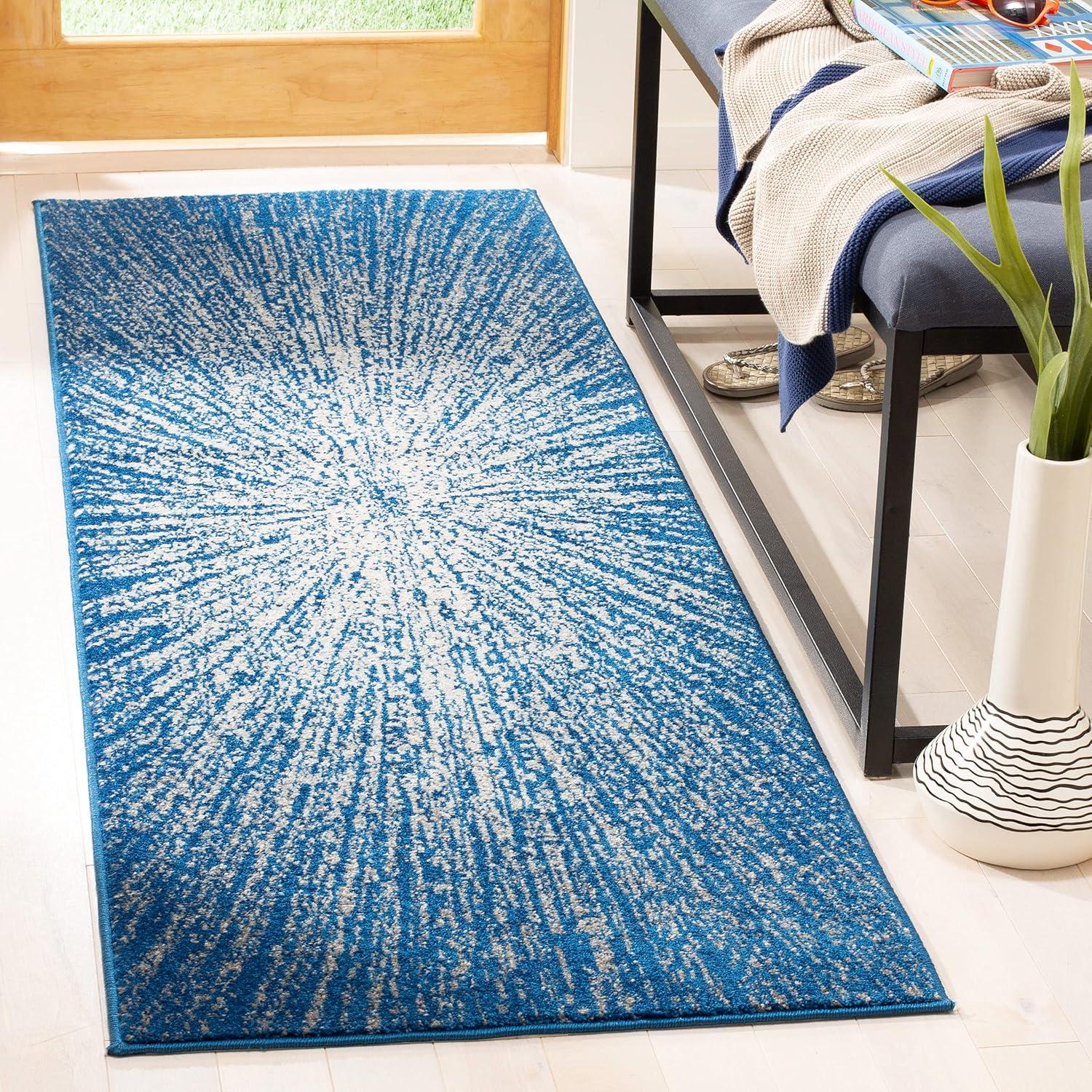 Evoke EVK228 Power Loomed Indoor Runner - Navy/Ivory - 2'2"x7' - Safavieh