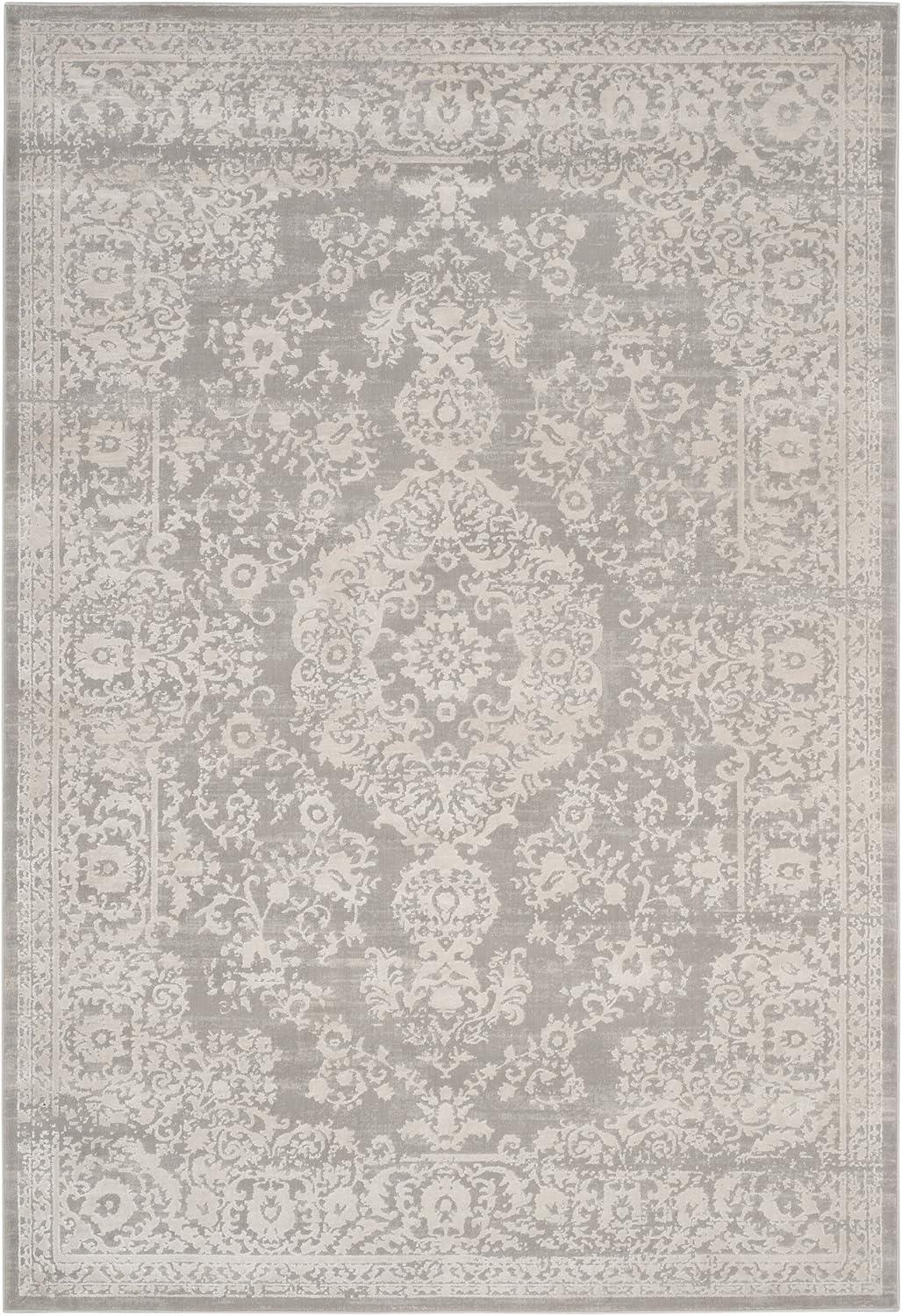 Elegant Gray Cotton Blend 9' x 12' Rectangular Area Rug