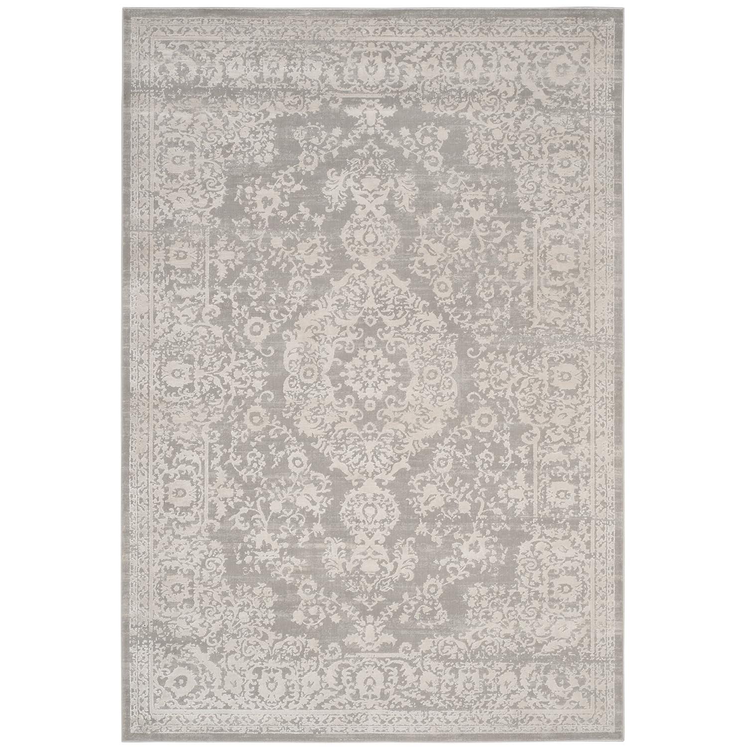 SAFAVIEH Princeton Weldon Floral Bordered Area Rug, Grey/Beige, 9' x 12'
