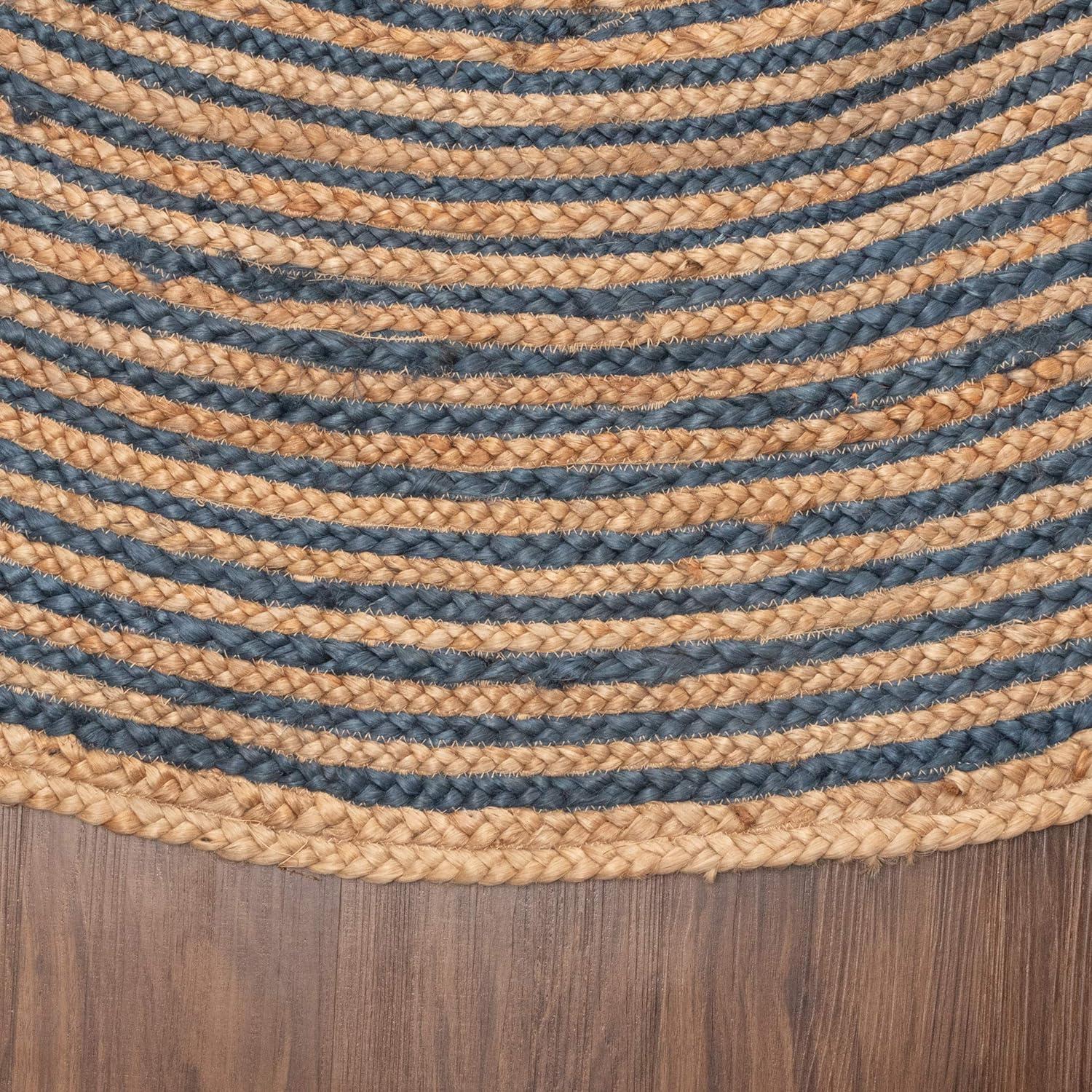 Lenexa Navy Blue Handwoven Jute 8' Round Area Rug