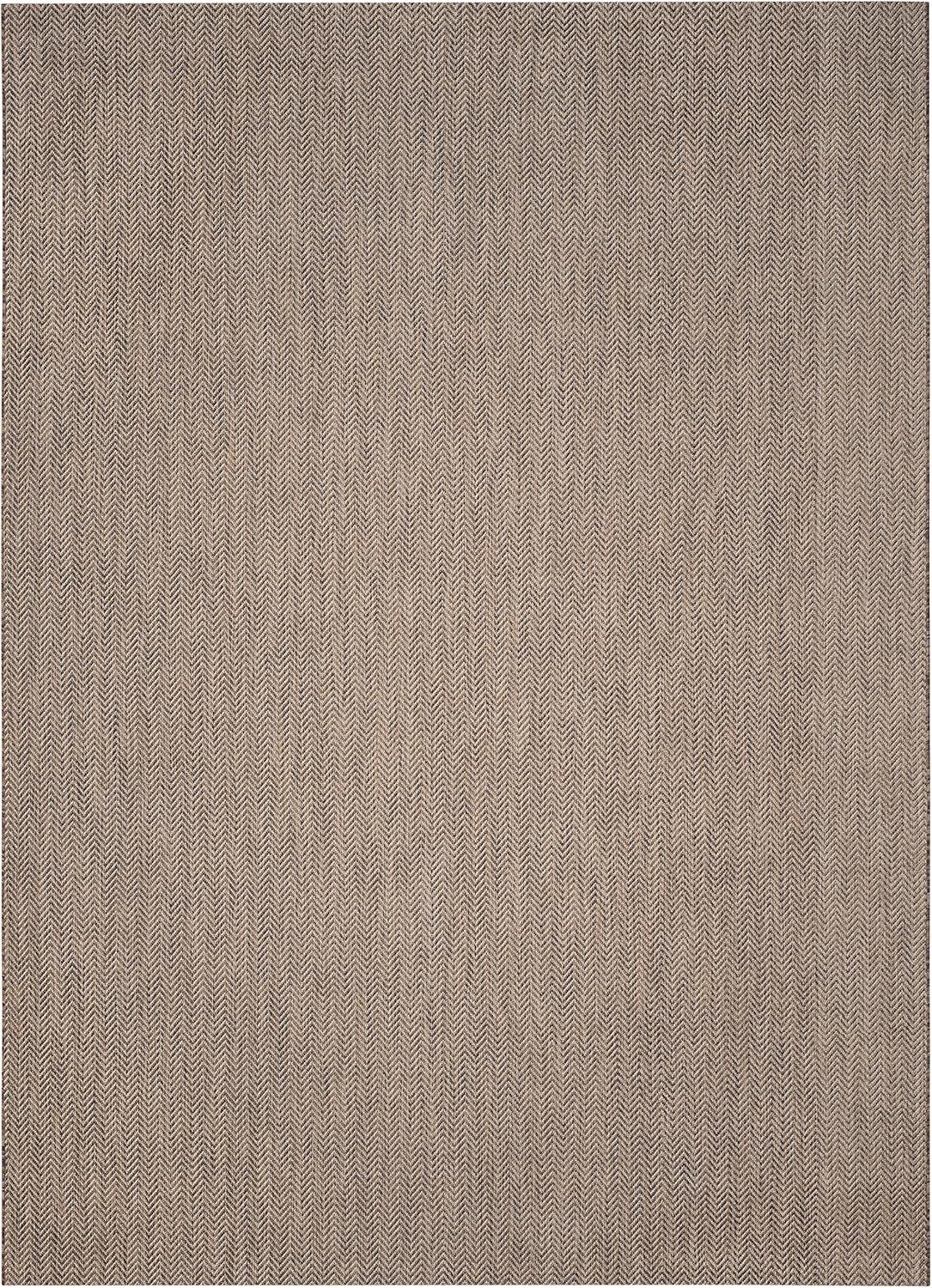 SAFAVIEH Courtyard Morven Chevron Stripes Indoor/Outdoor Area Rug, 6'7" x 9'6", Brown/Beige