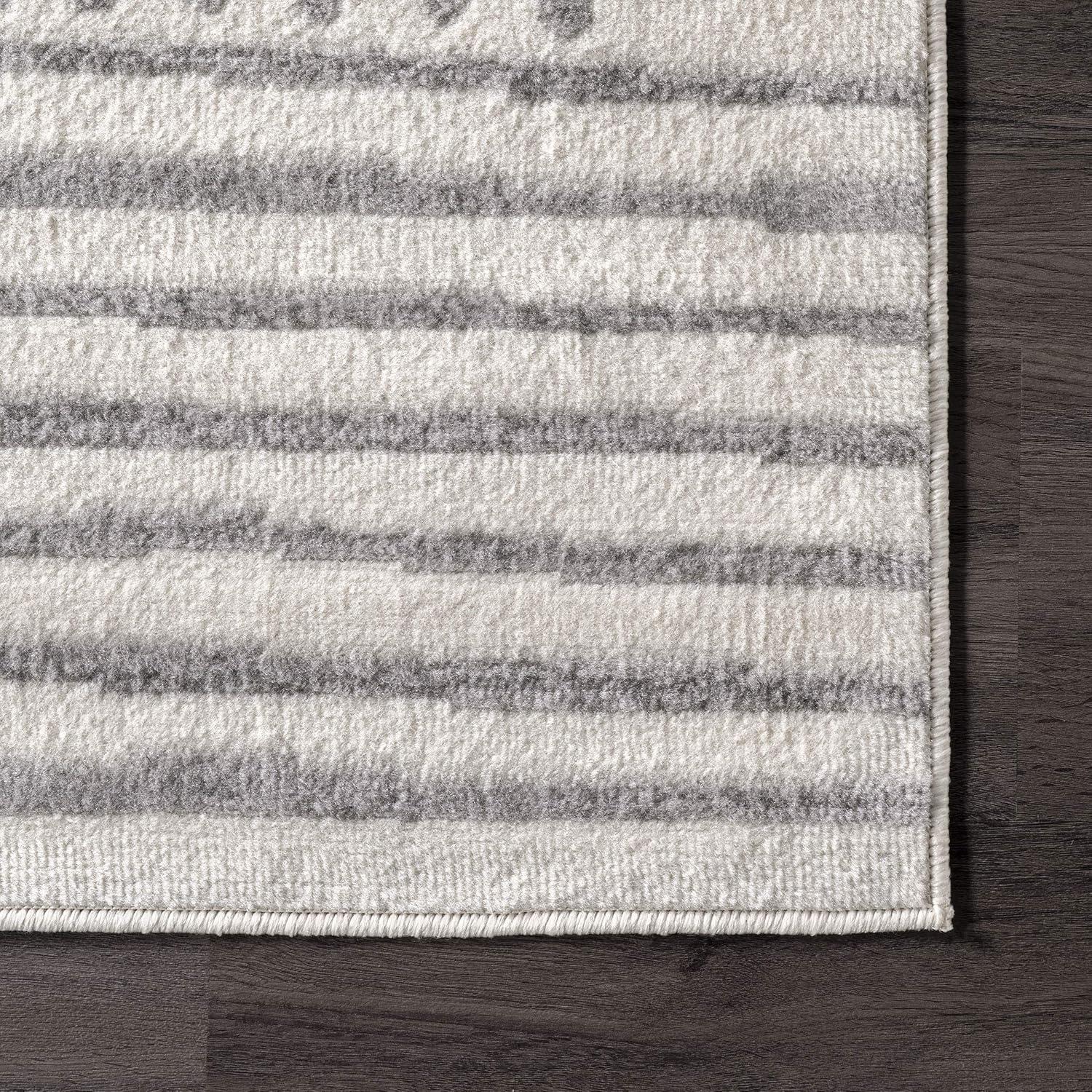 6'7"x9' Briggs Contemporary Striped Area Rug Light Gray - nuLOOM: Geometric Pattern, Low Pile, Indoor Use