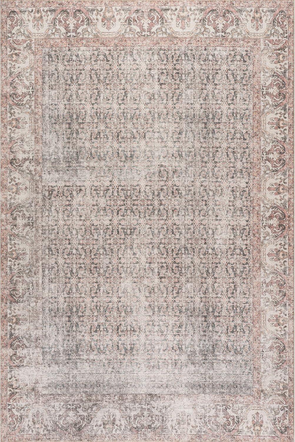 Nuloom Hillstone Collection Marlowe Traditional Vintage Medallion Area Rug, 6' 7" x 9', Light Rust