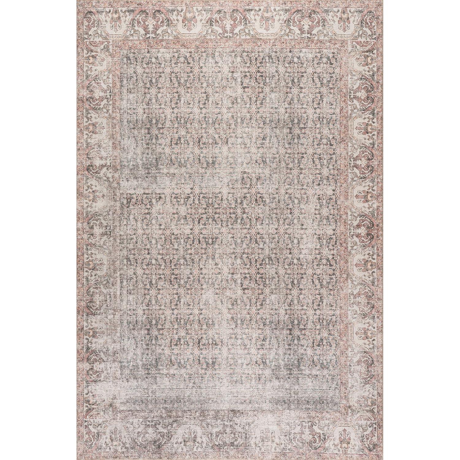 Nuloom Hillstone Collection Marlowe Traditional Vintage Medallion Area Rug, 6' 7" x 9', Light Rust