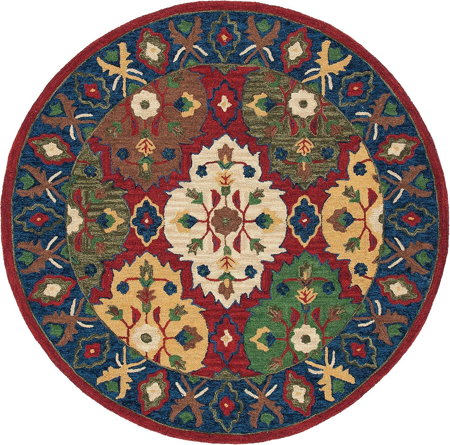 Heritage HG354 Hand Tufted Area Rug - Red/Blue - 6' Round - Safavieh.